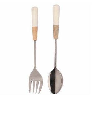 Couverts à salade élégants en marbre et bois