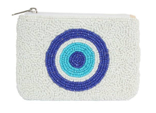 Fully Beaded evil eye Coin Purse
