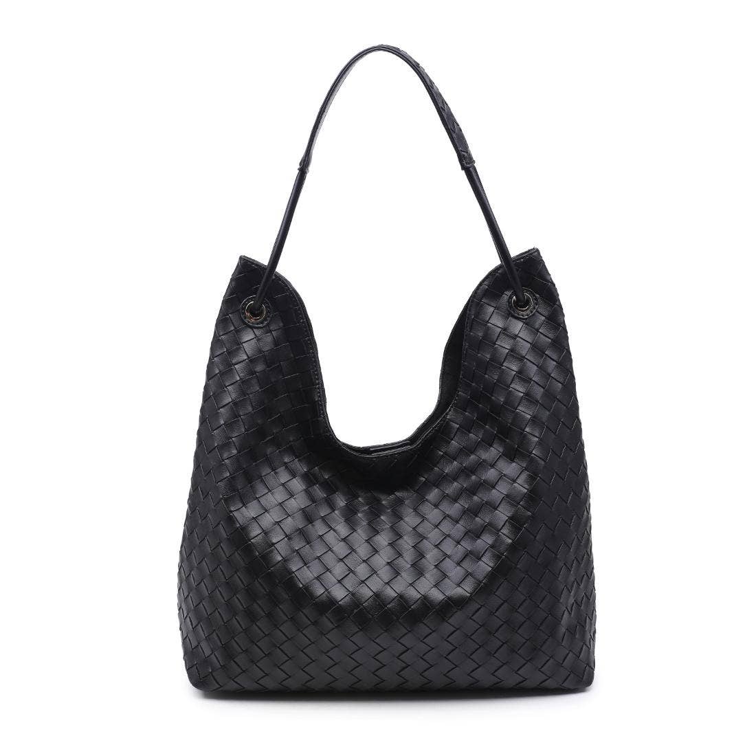 Woven U-shaped Hobo - black