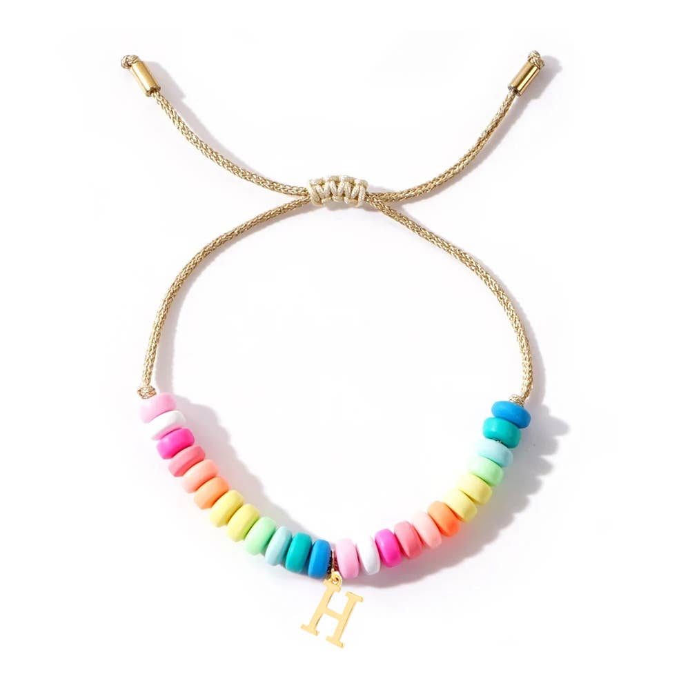 Rainbow beaded Initial Bracelet