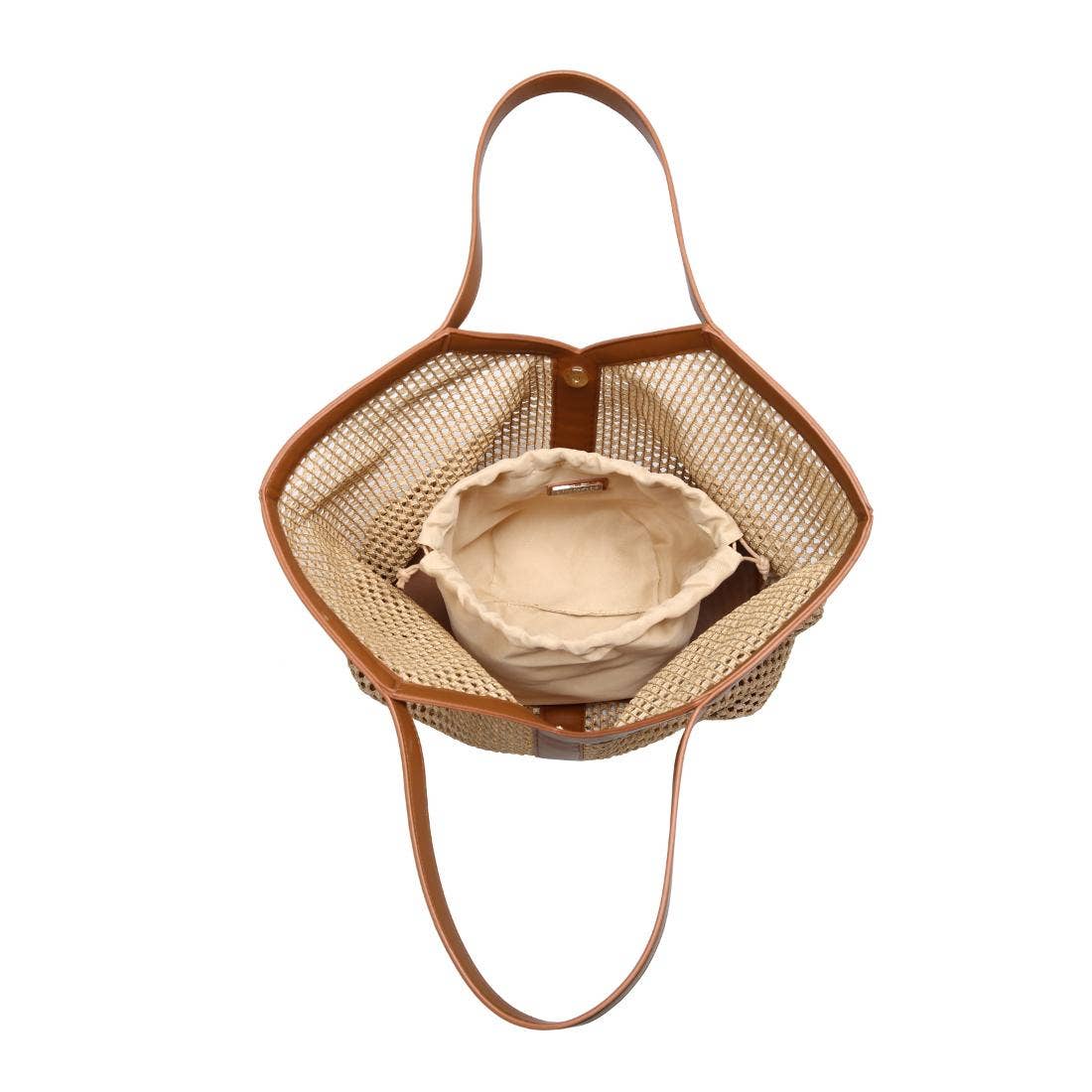 Large straw woven v-panel Tote