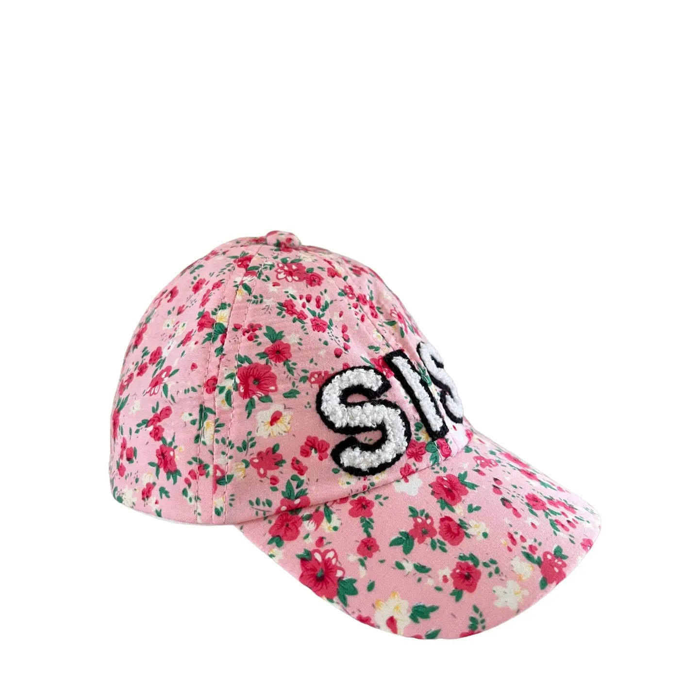 Casquette de baseball pour enfant, motif floral rose « sis »