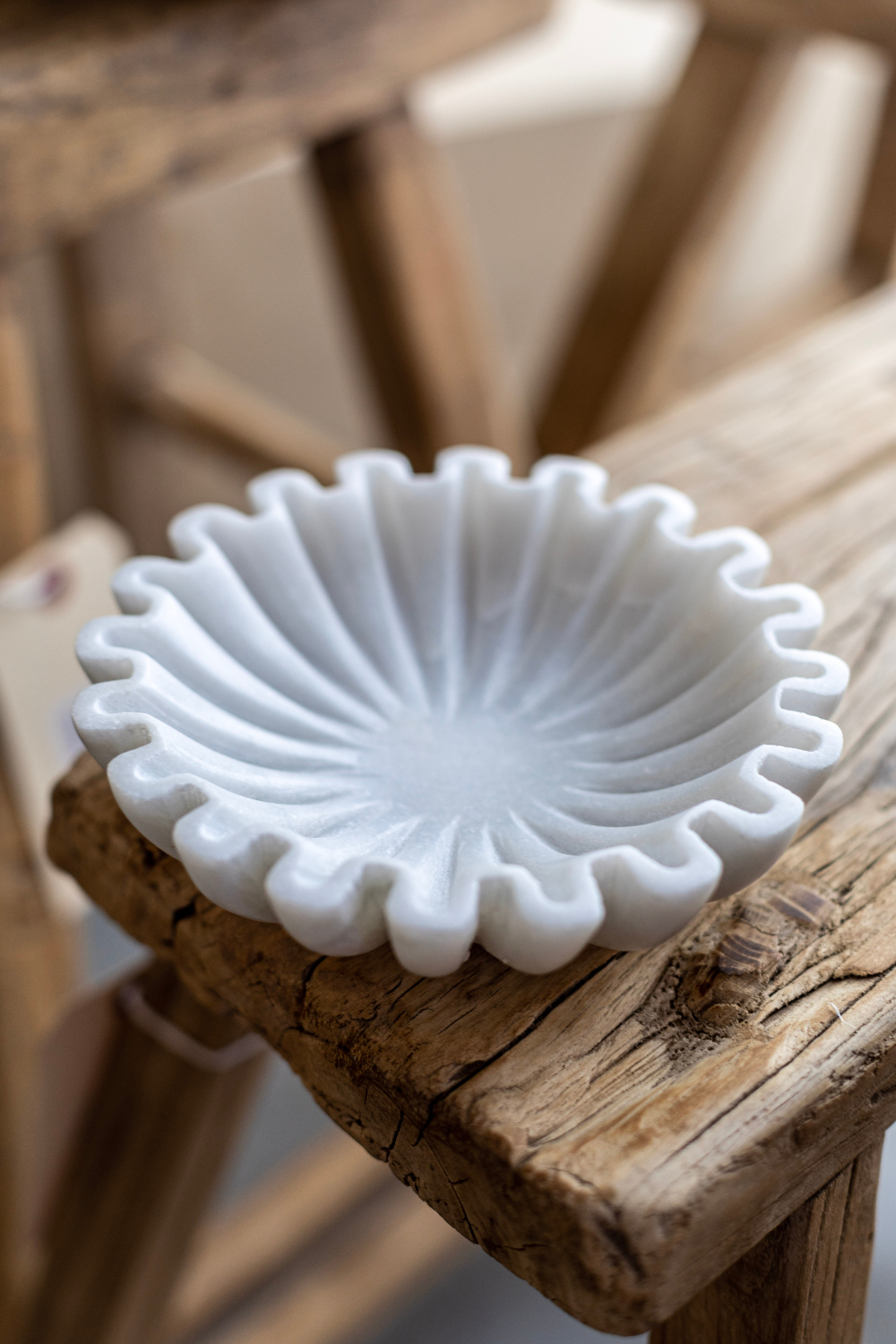 Marble Fluted Scalloped Bowls Small