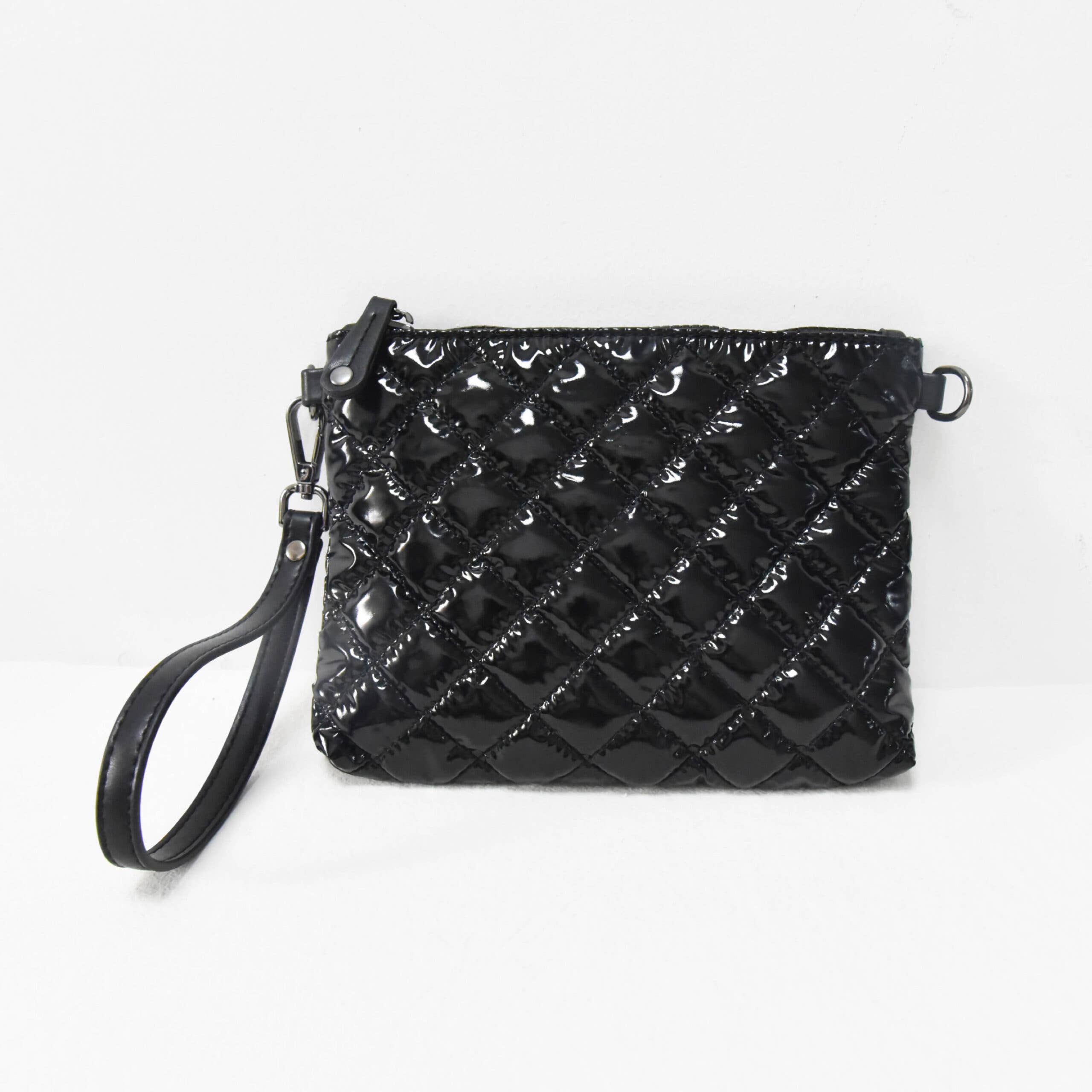 Sac bandoulière en cuir verni noir Diamond