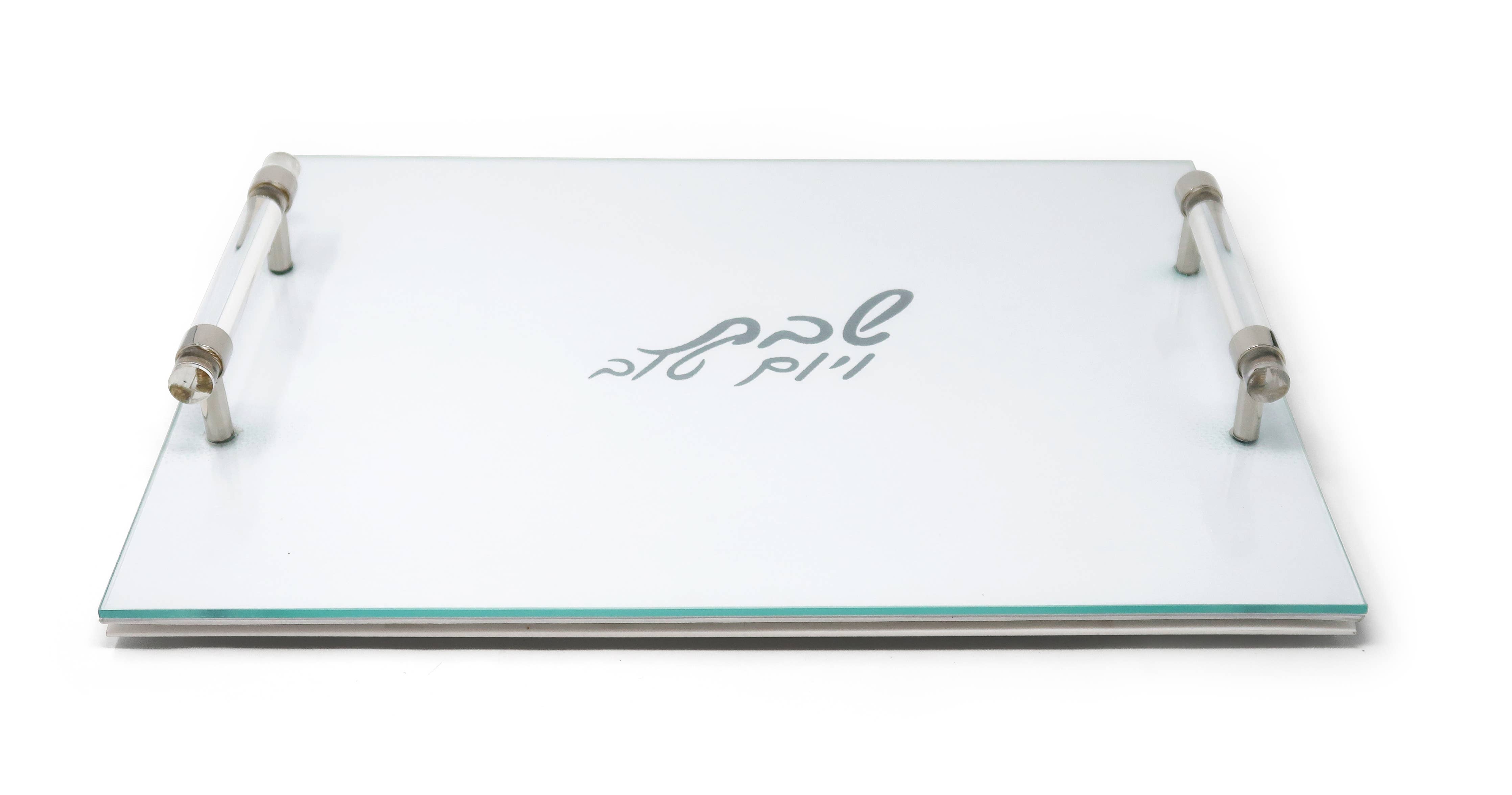 Planche à pain en cuir avec plateau en verre et poignées en acrylique