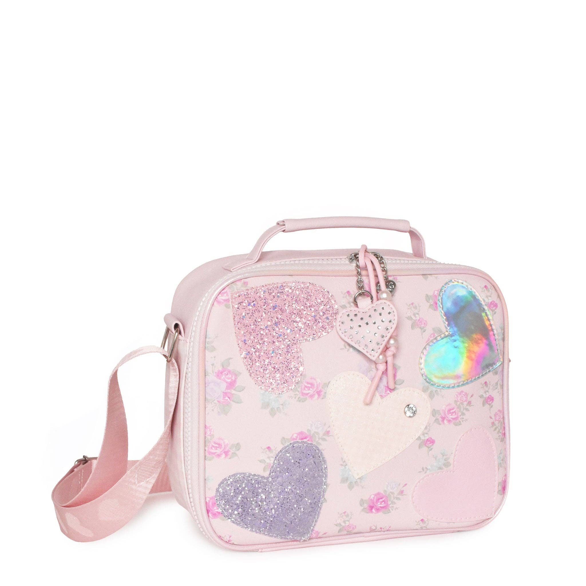 Heart Glitters Floral Lunch Bag with Charm