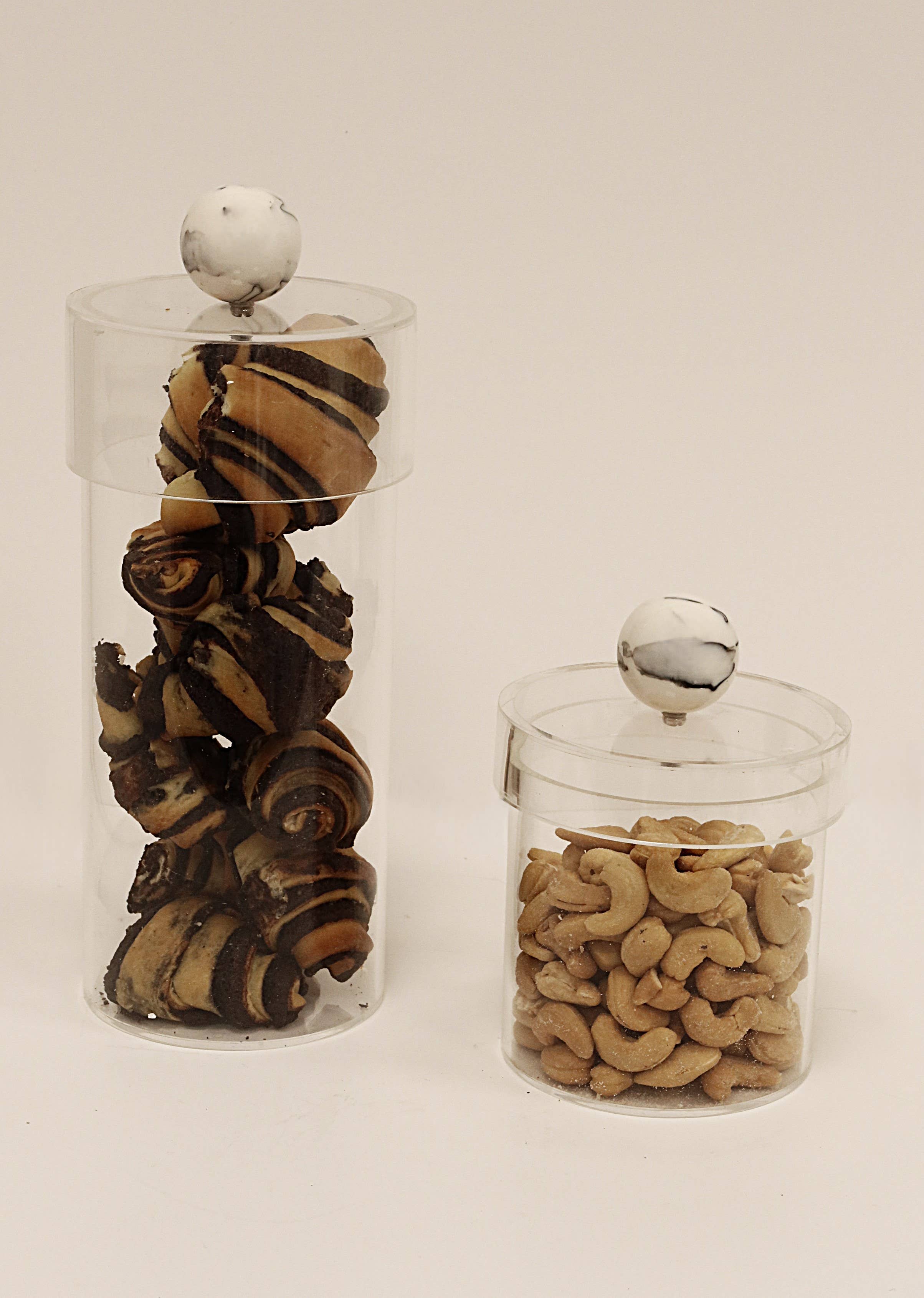 Acrylic Canister with marble Ball Knob