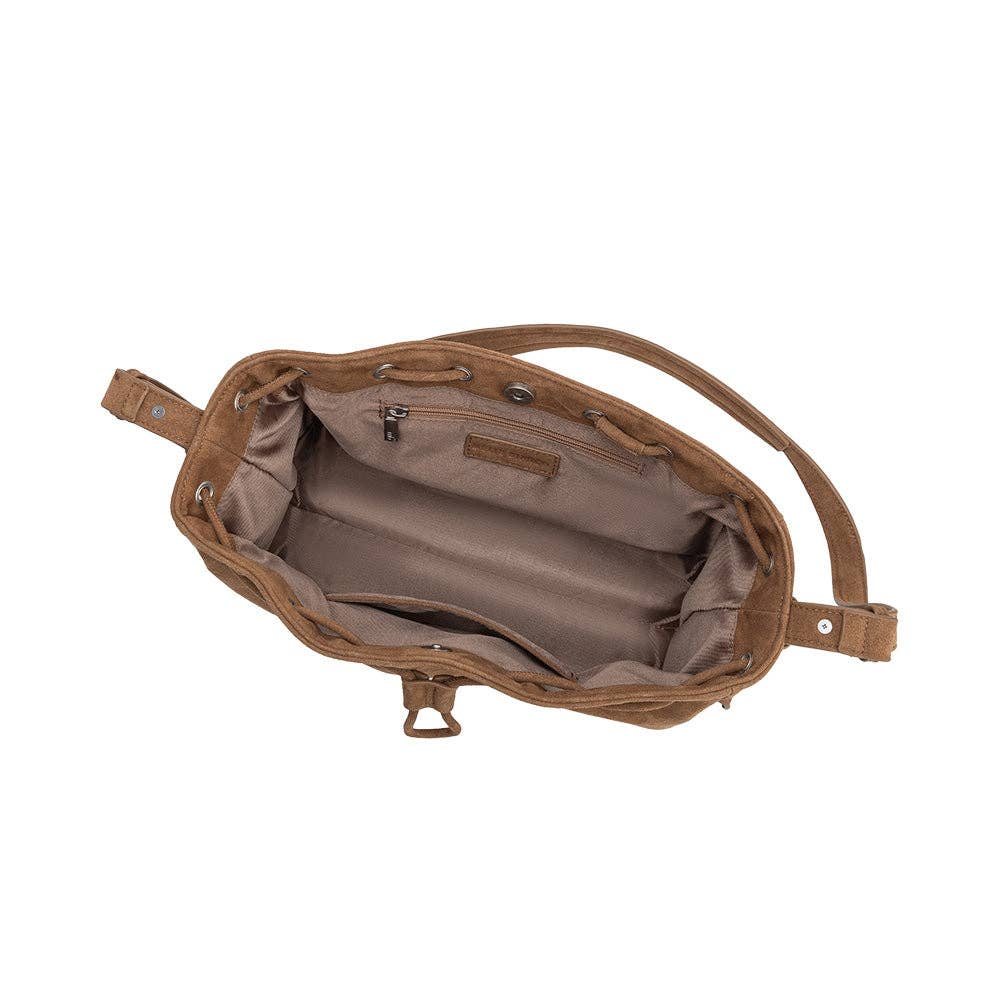 Camel Recycled Vegan Suede Shoulder Bag
