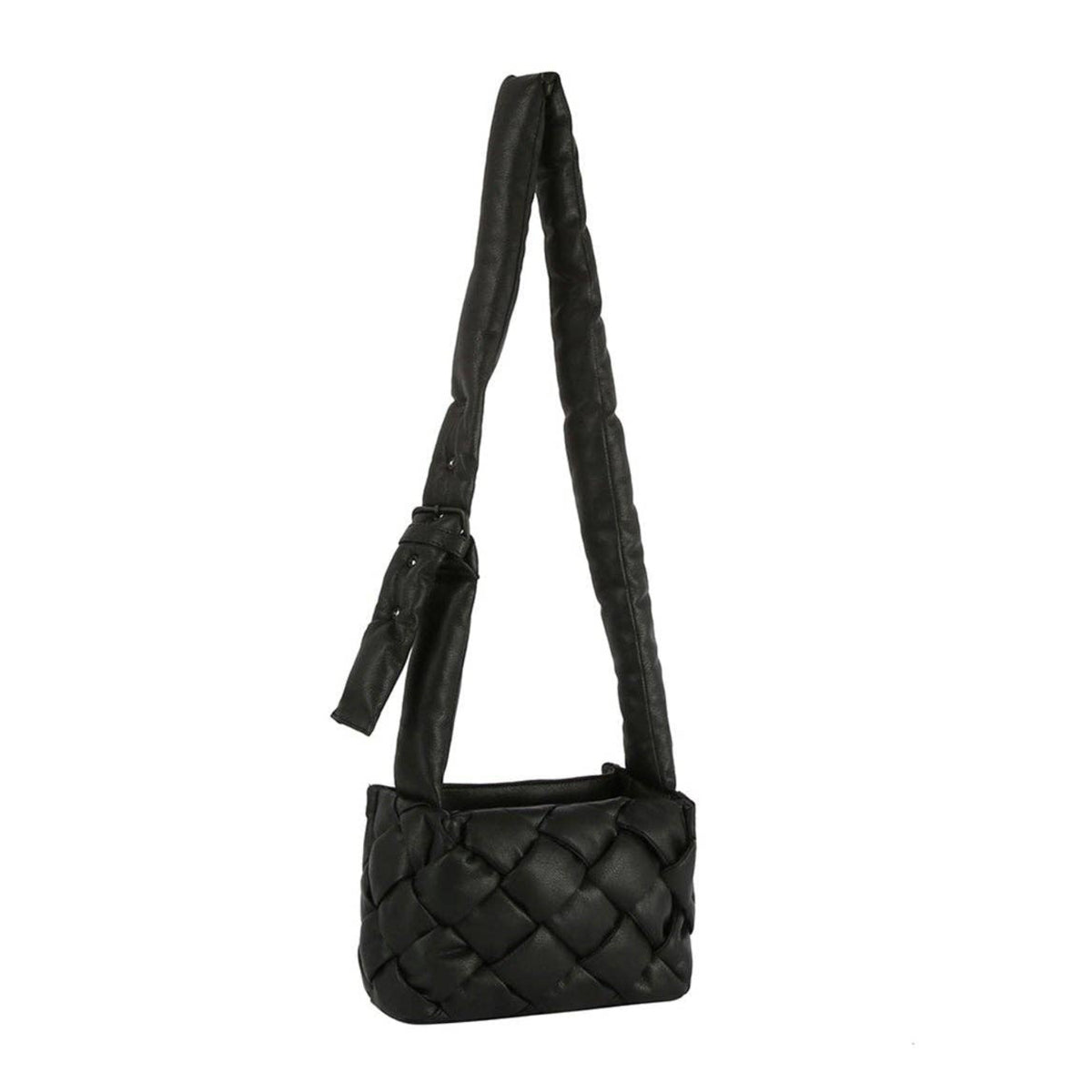 Black Padded woven crossbody