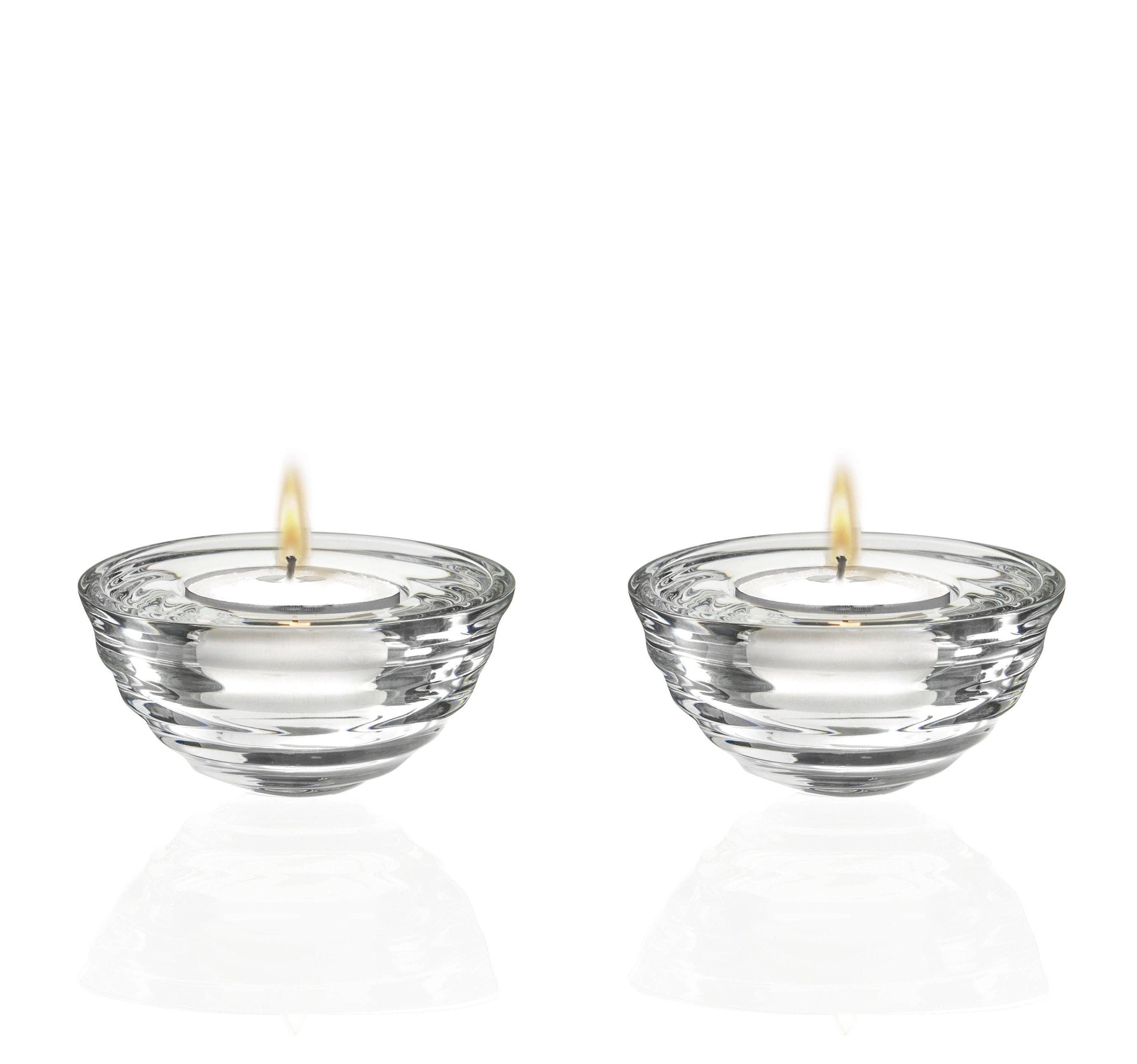 Lot de 2 bougeoirs pour bougies chauffe-plat - ondulation