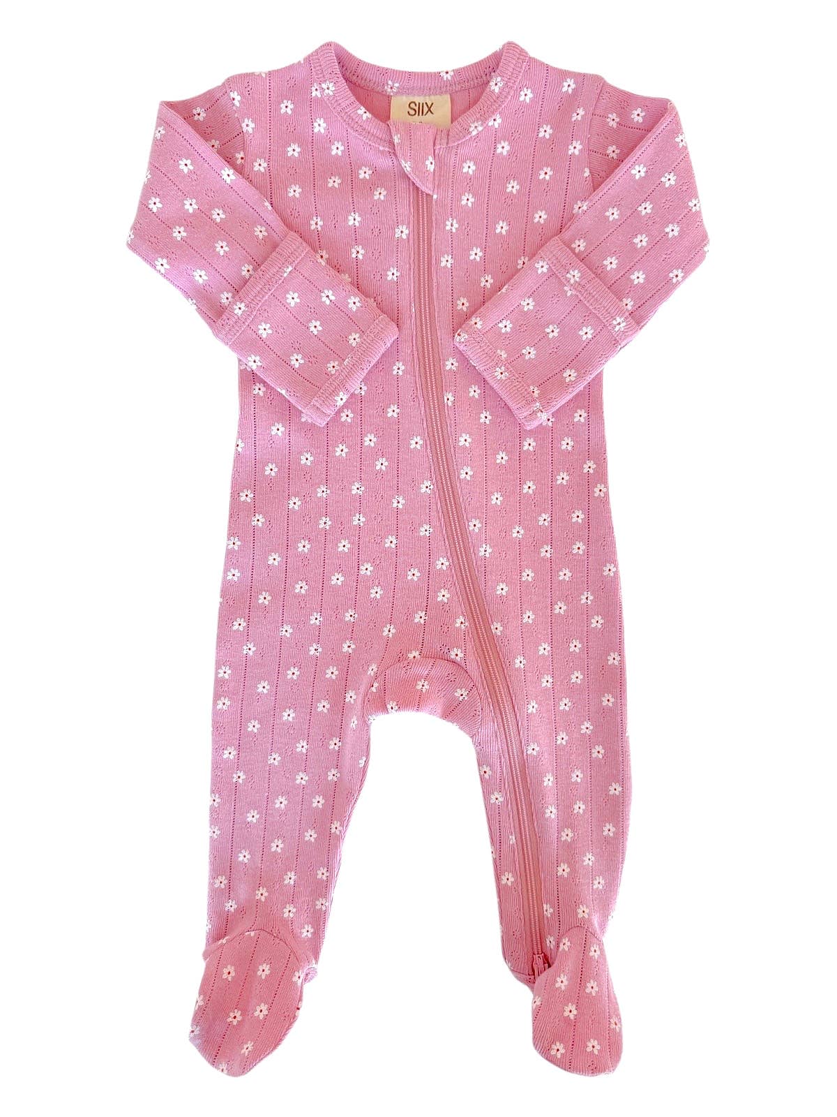 Pink Flower 2-way zip footie