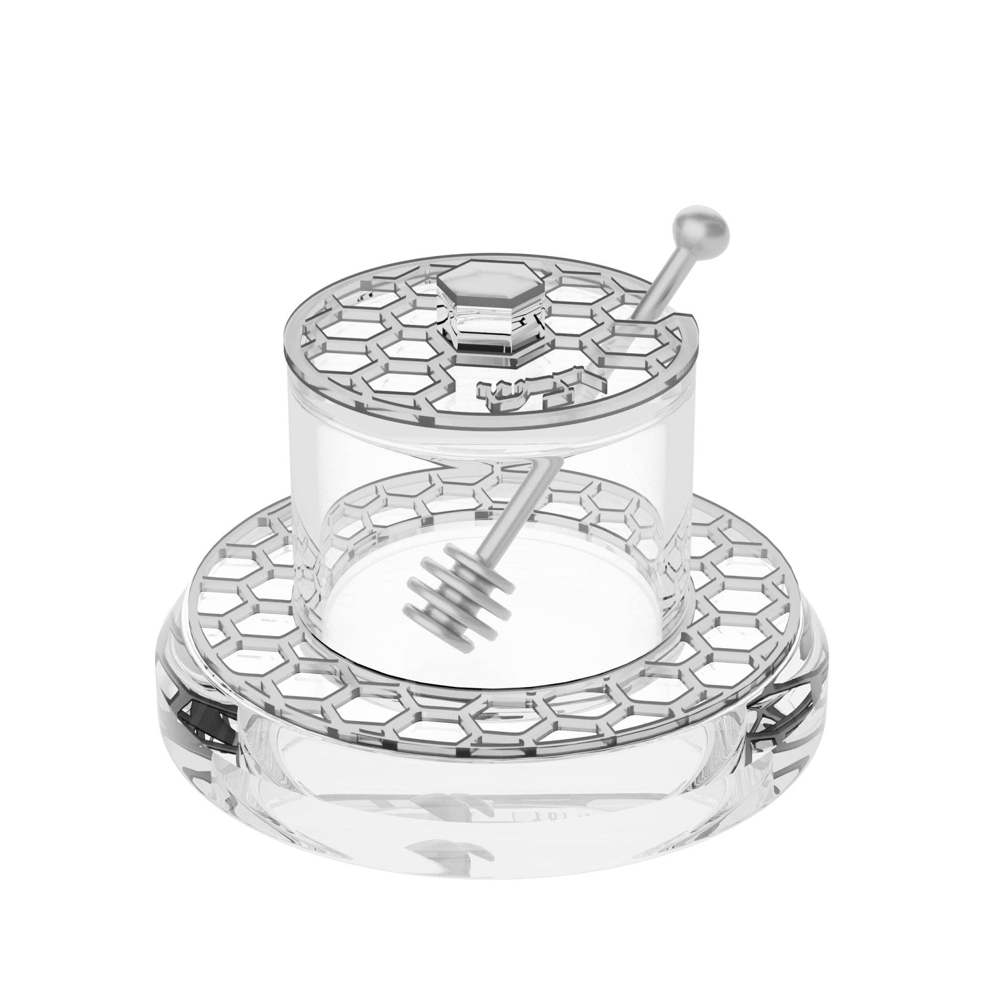 Honeycomb Honey Dish - silver