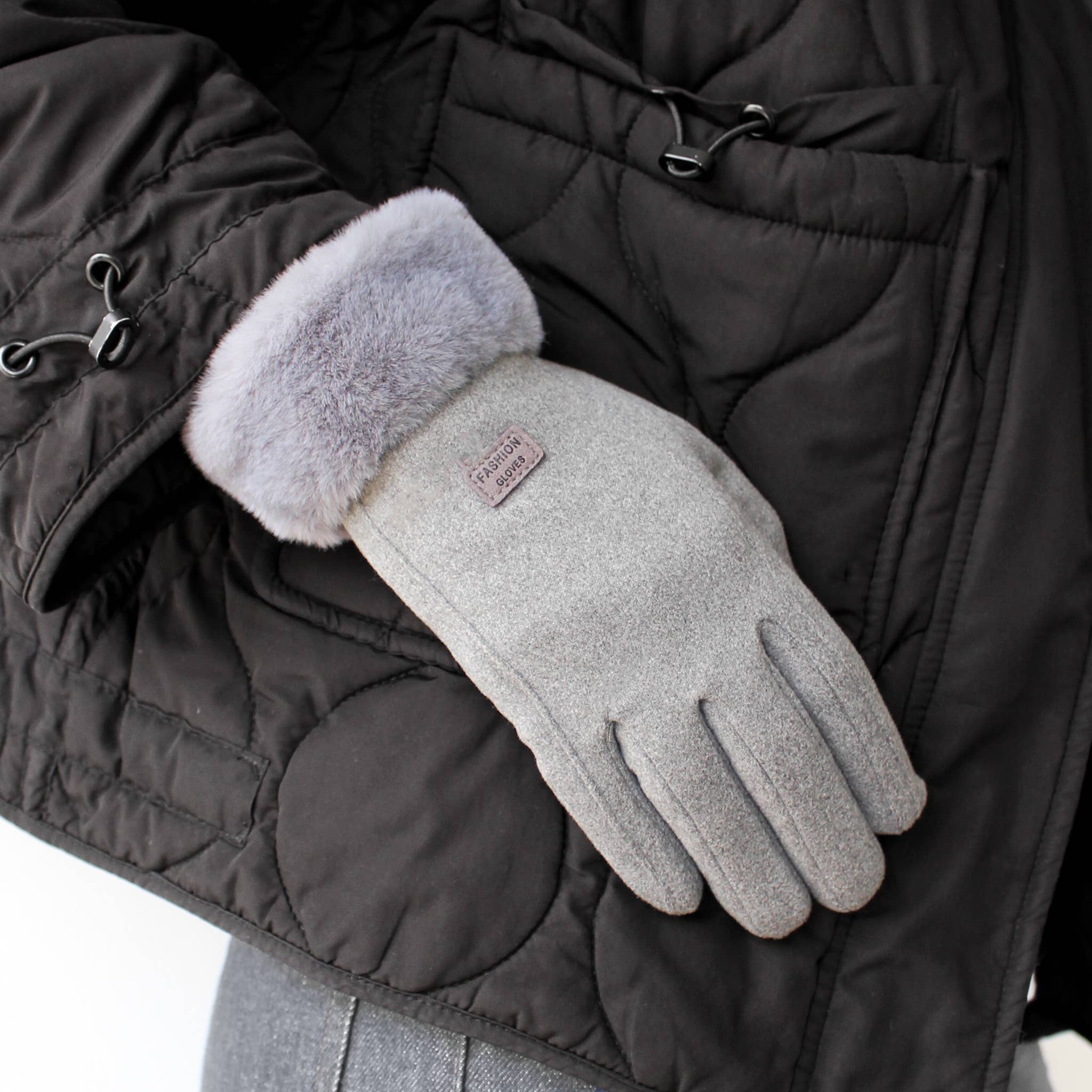 Microsuede Gloves - Grey