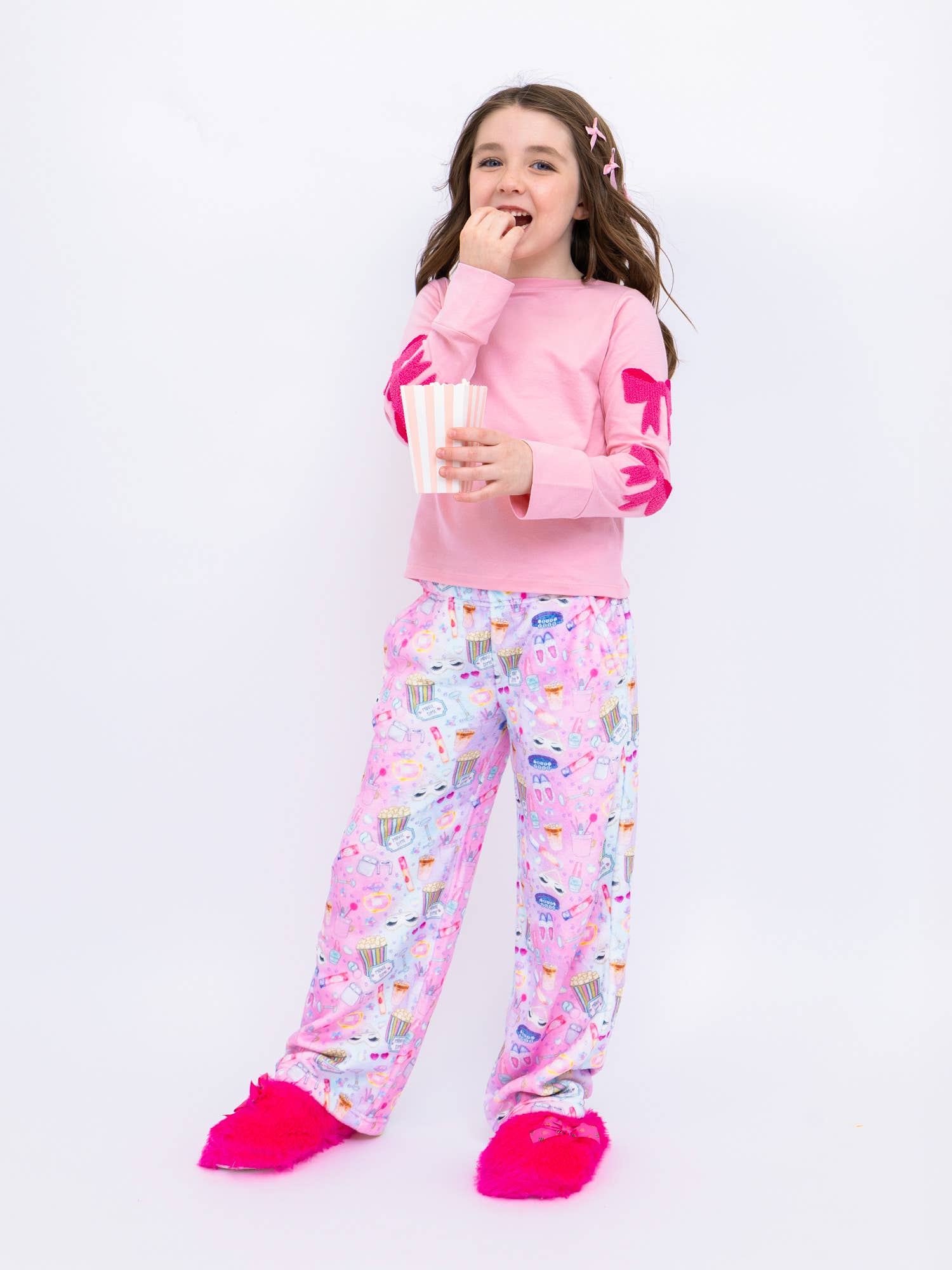 Girls Plush Loungewear Pant - Sleepover Print