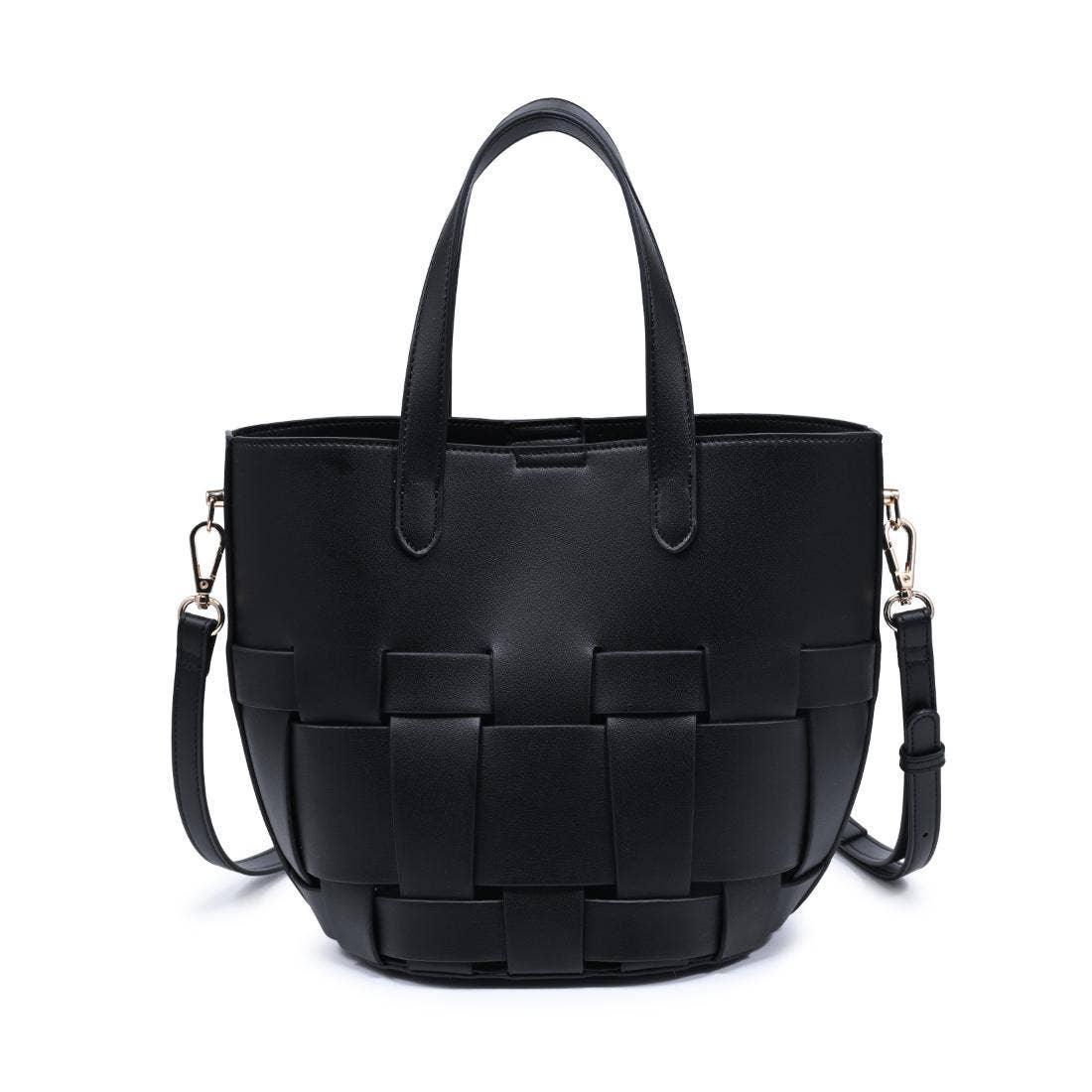 Woven-panel Tote - black