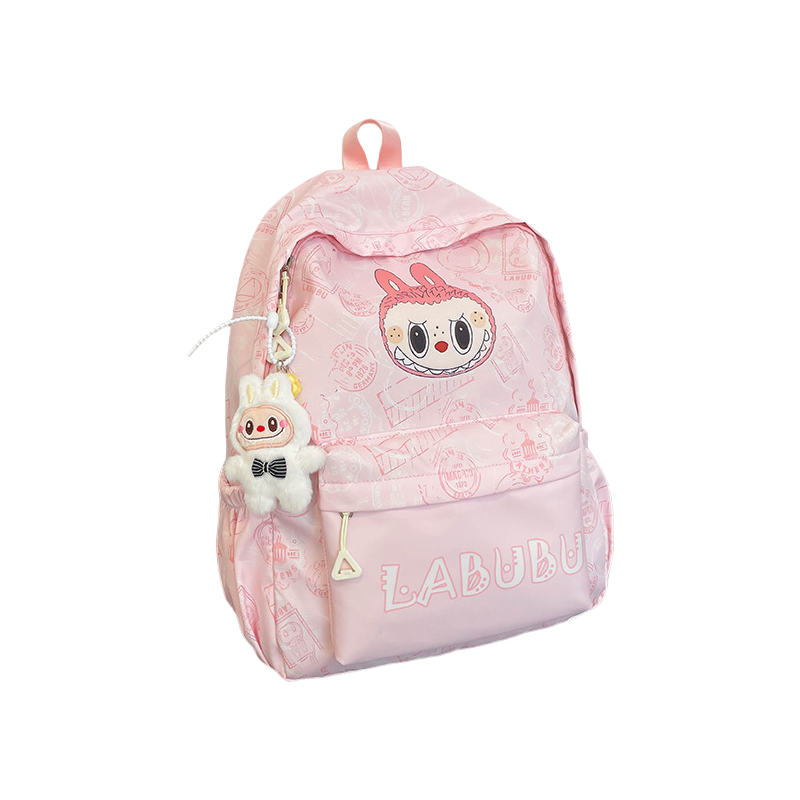 Labubu pink School Bag with charm