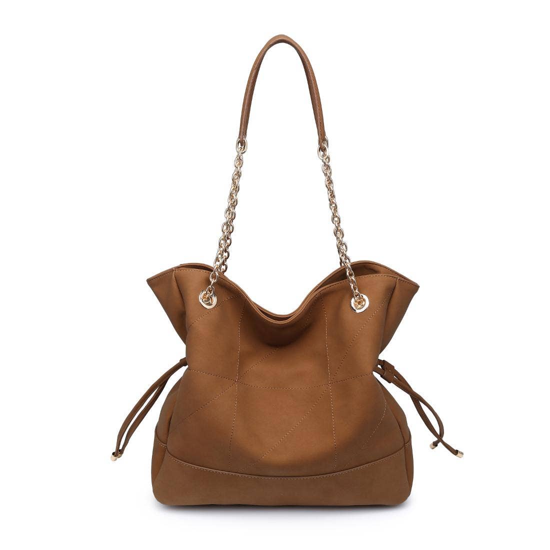 Cinched quilted Tote - cognac