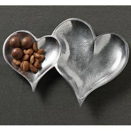 Heart Tray Gilded Textured silver 2-Section