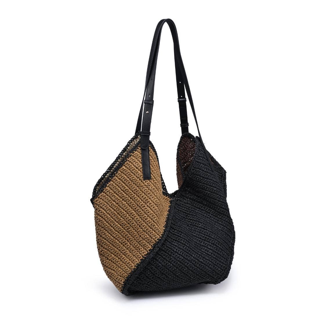Raffia multi black and natural Tote