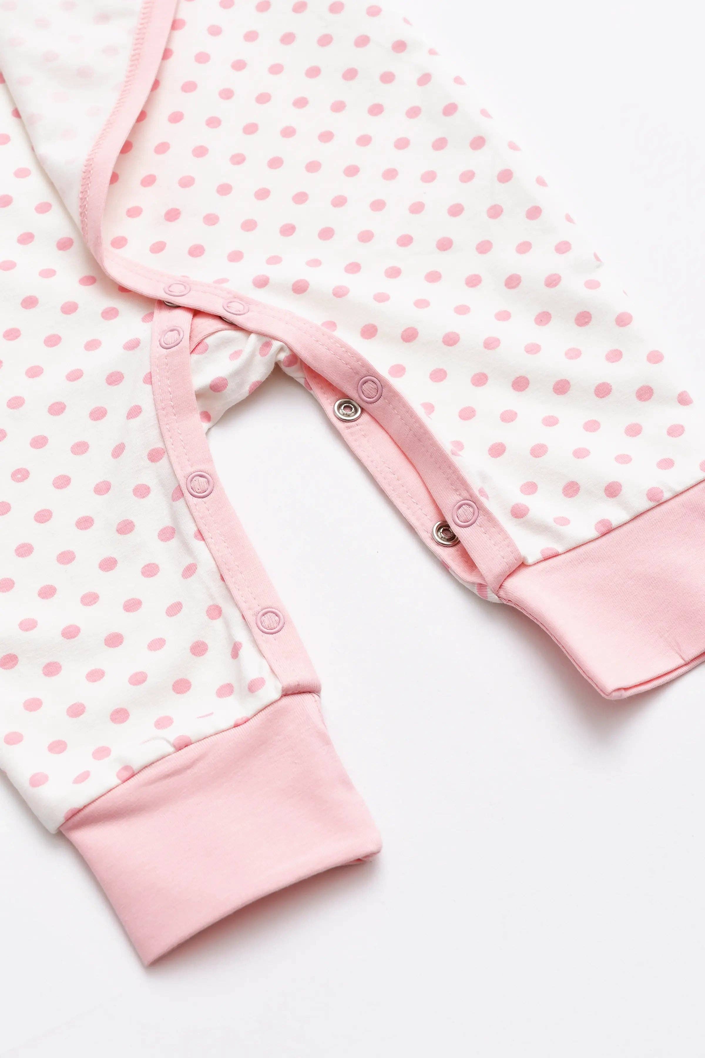 Kimono Tie One-Piece Light Pink Polka Dots