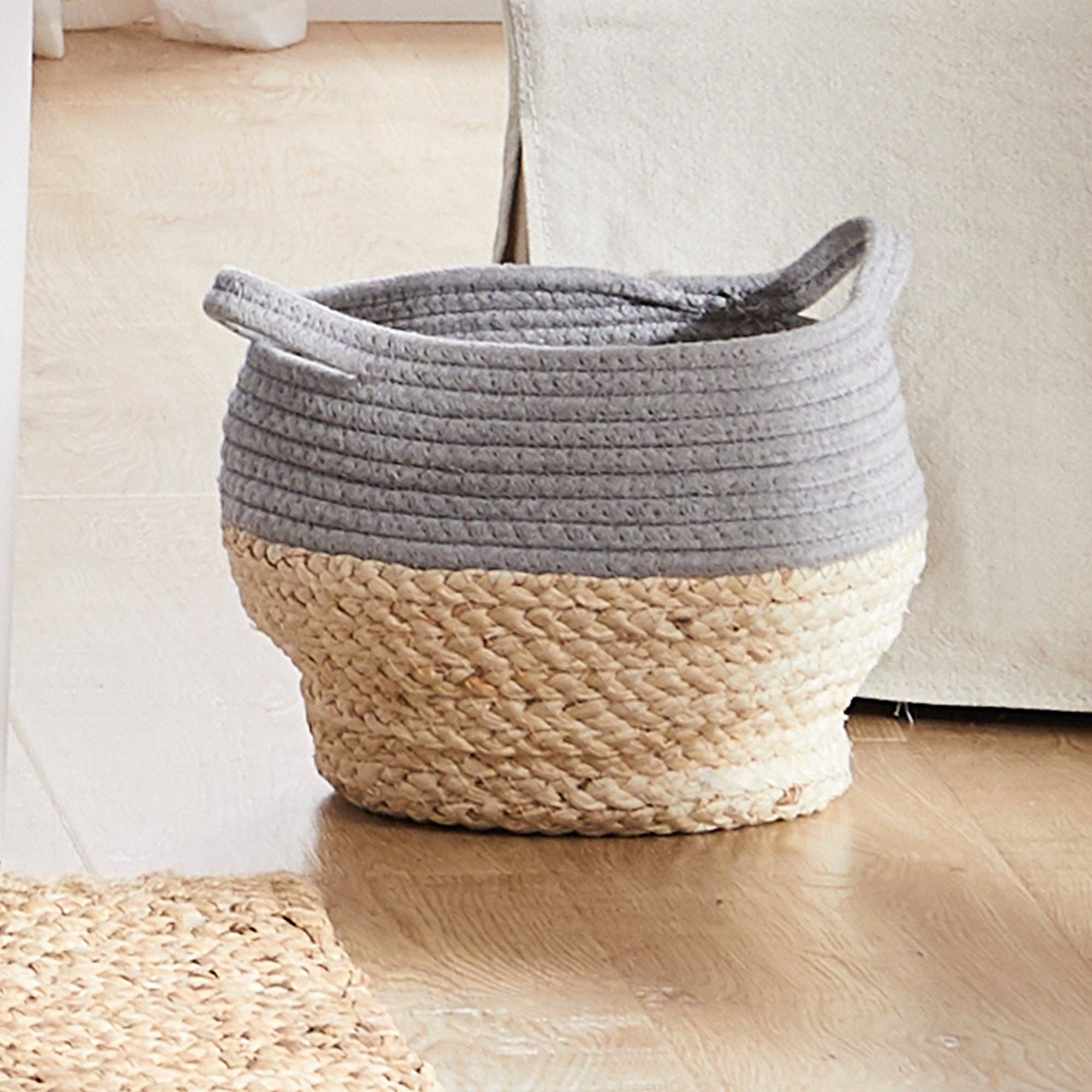 Grey Drum Storage basket