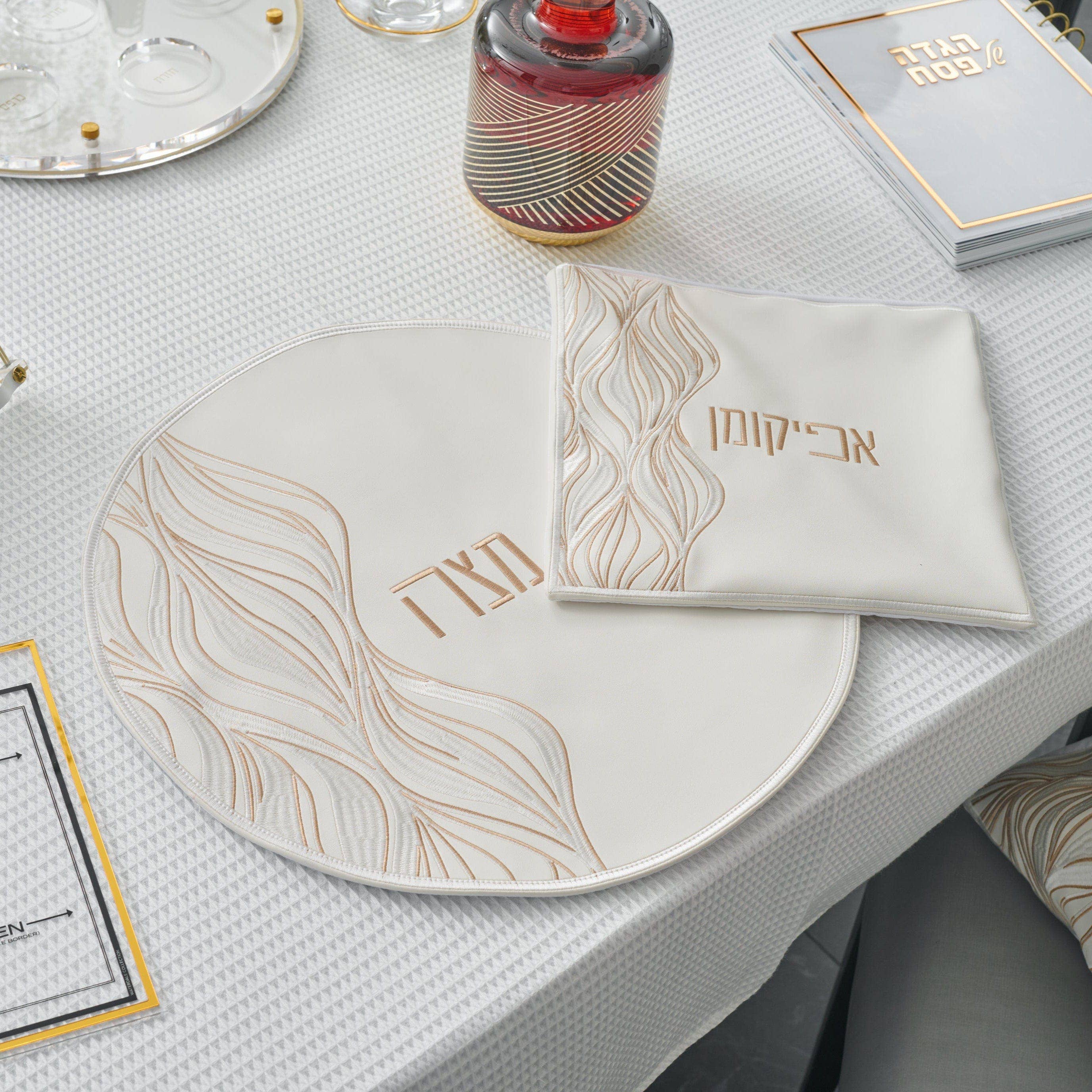 Leatherette EMBROIDERED Matzah Cover