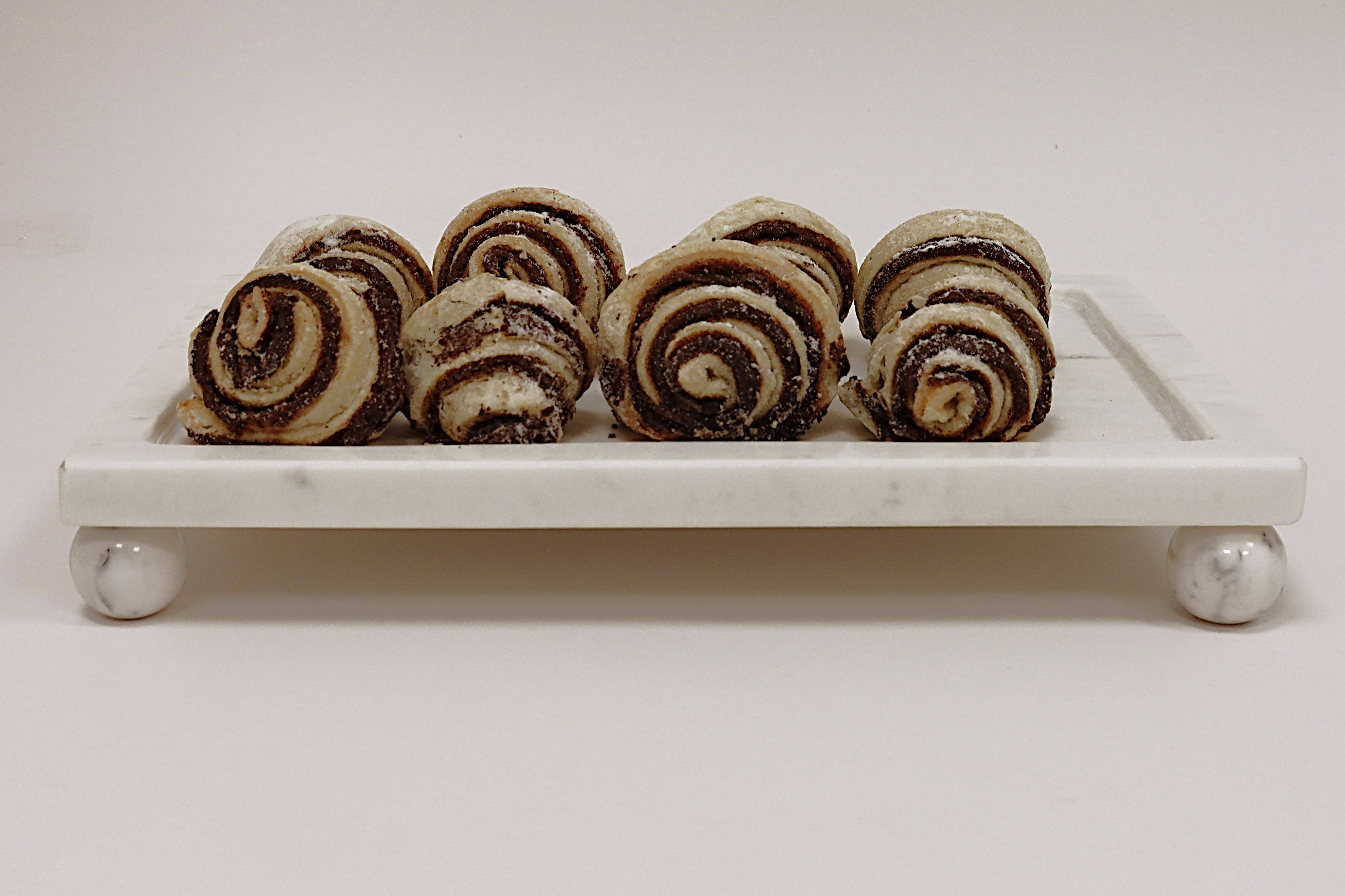 Marble Cake Platter with Glass Cover and black Ball Knob