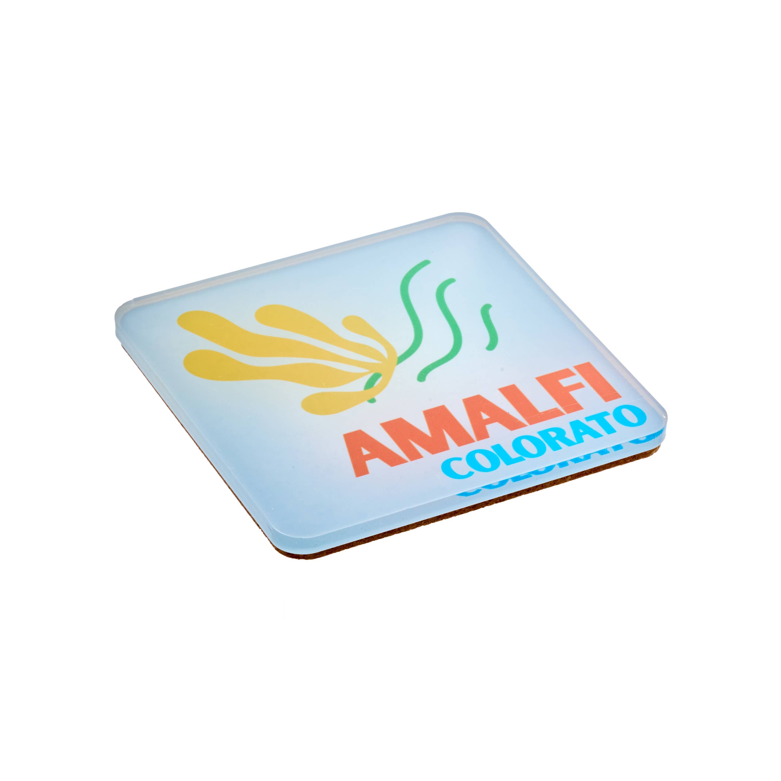 Set of 4 Acrylic Coasters in holder, Amalfi