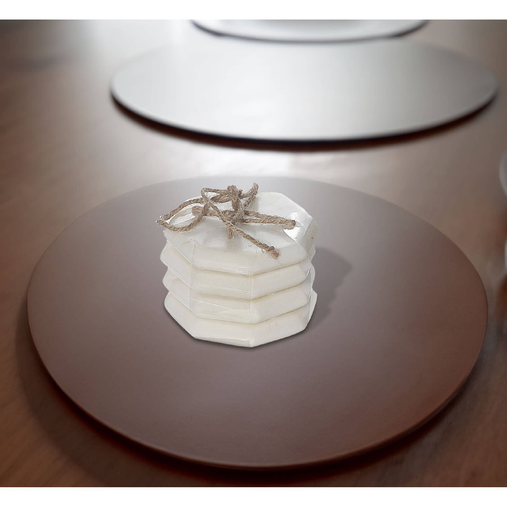 Octagon White Marble Coaster set 4X4"