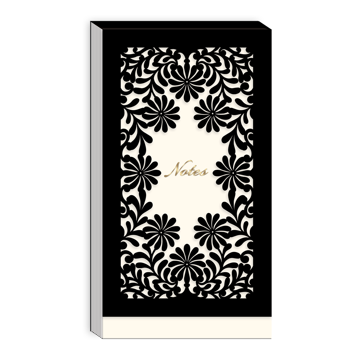 Bloc-notes en dentelle découpée au laser avec bordure noire, image size:1200x1200