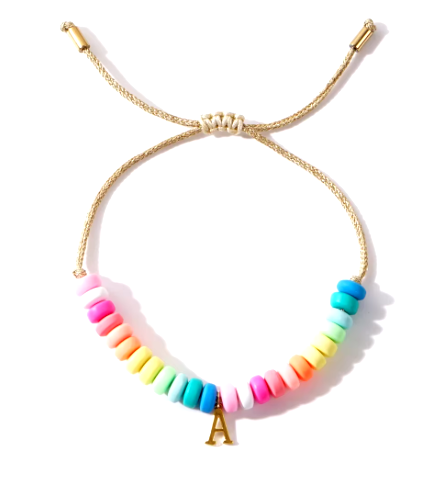 Rainbow beaded Initial Bracelet
