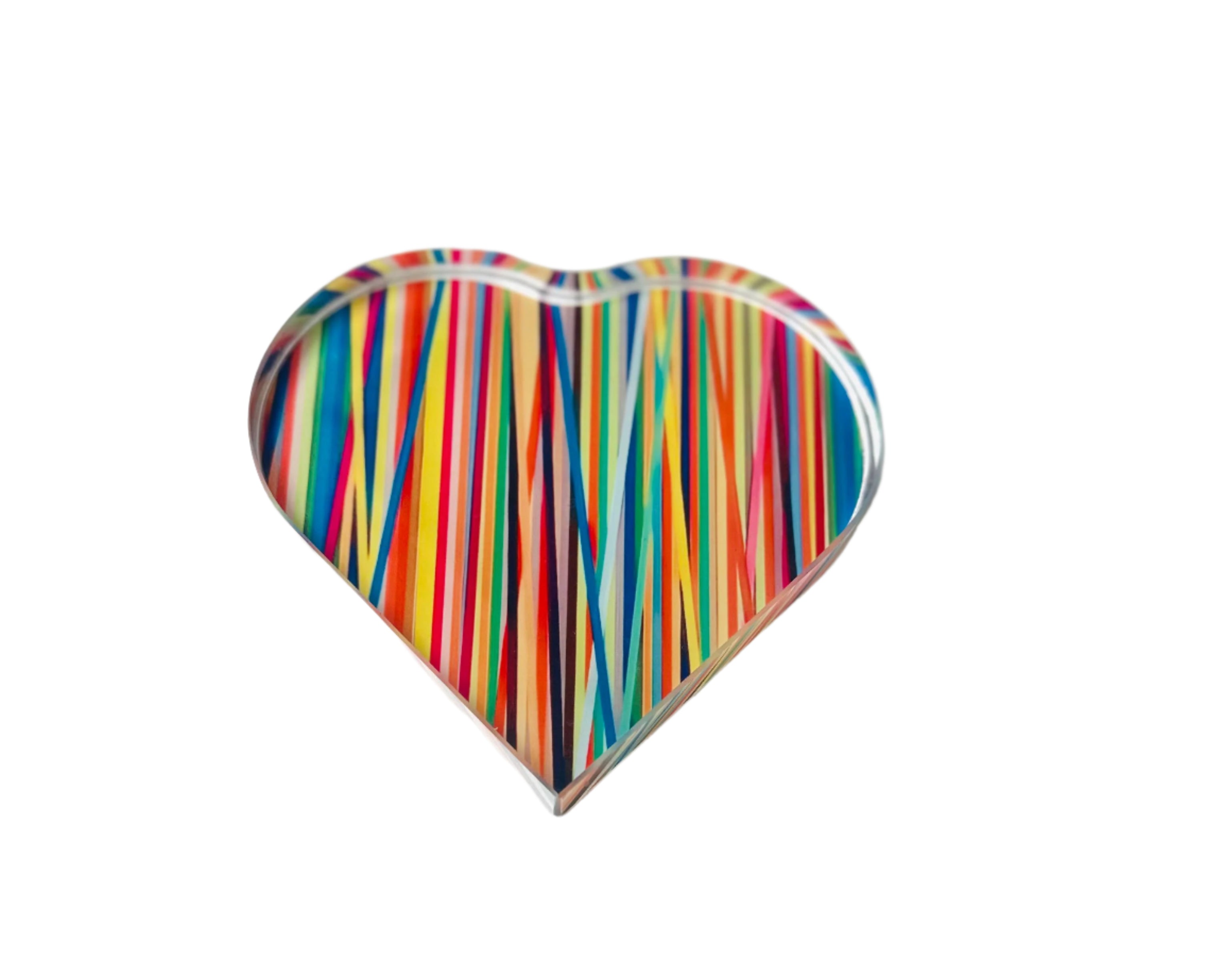 Colorful Abstract Lines Crystal Heart Decor