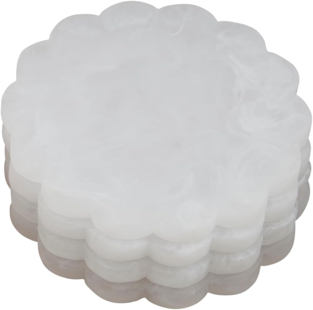 Lot de 4 sous-verres en résine Mud Pie en forme de coquille Saint-Jacques