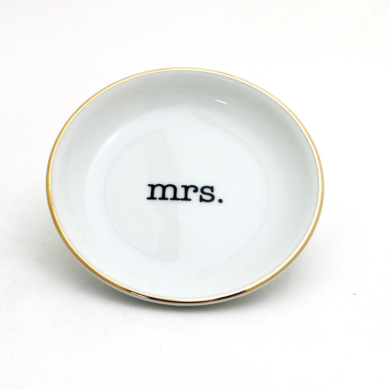 Assiette à bagues Mrs. avec accents en or 22 carats