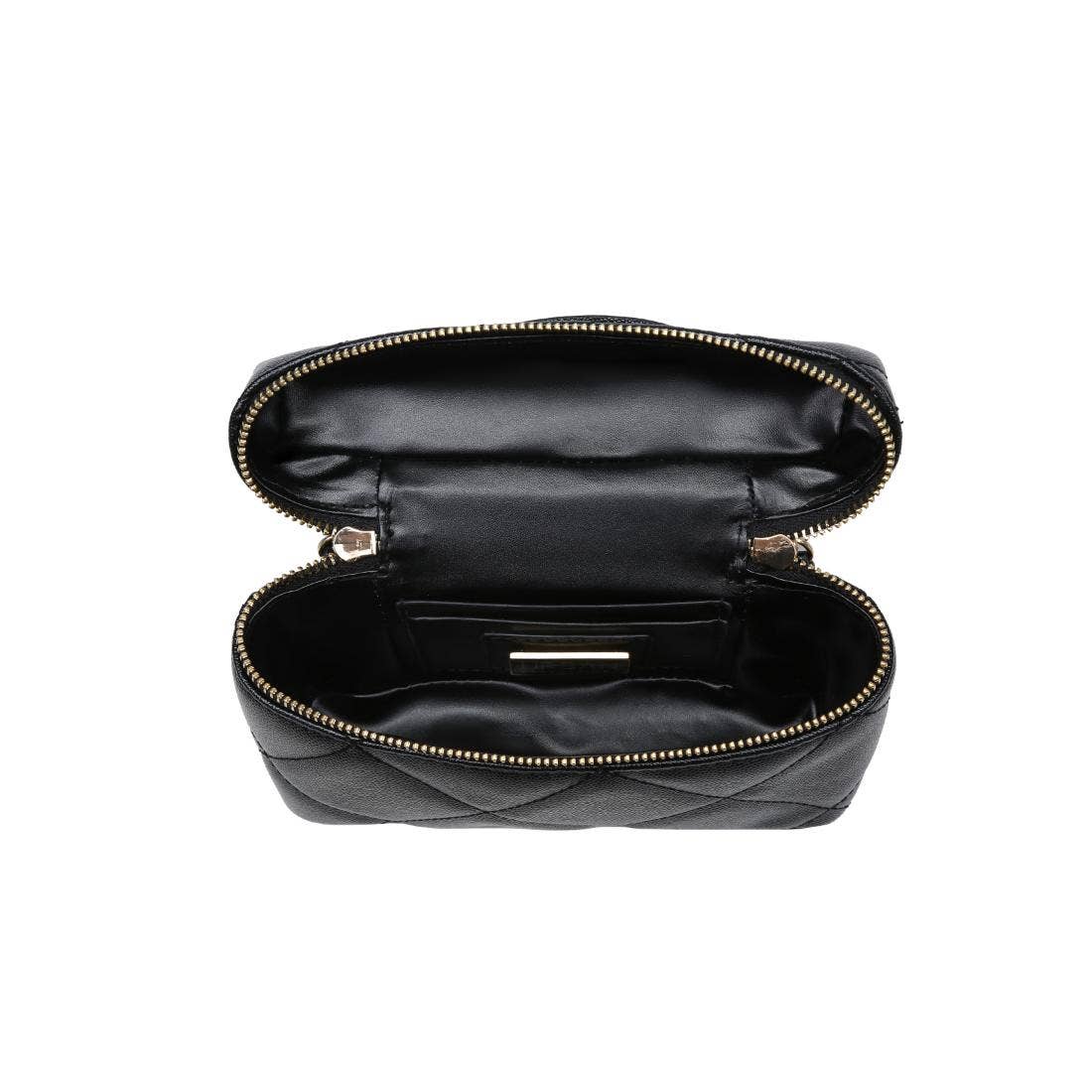 Quilted Vanity bag with chain - black