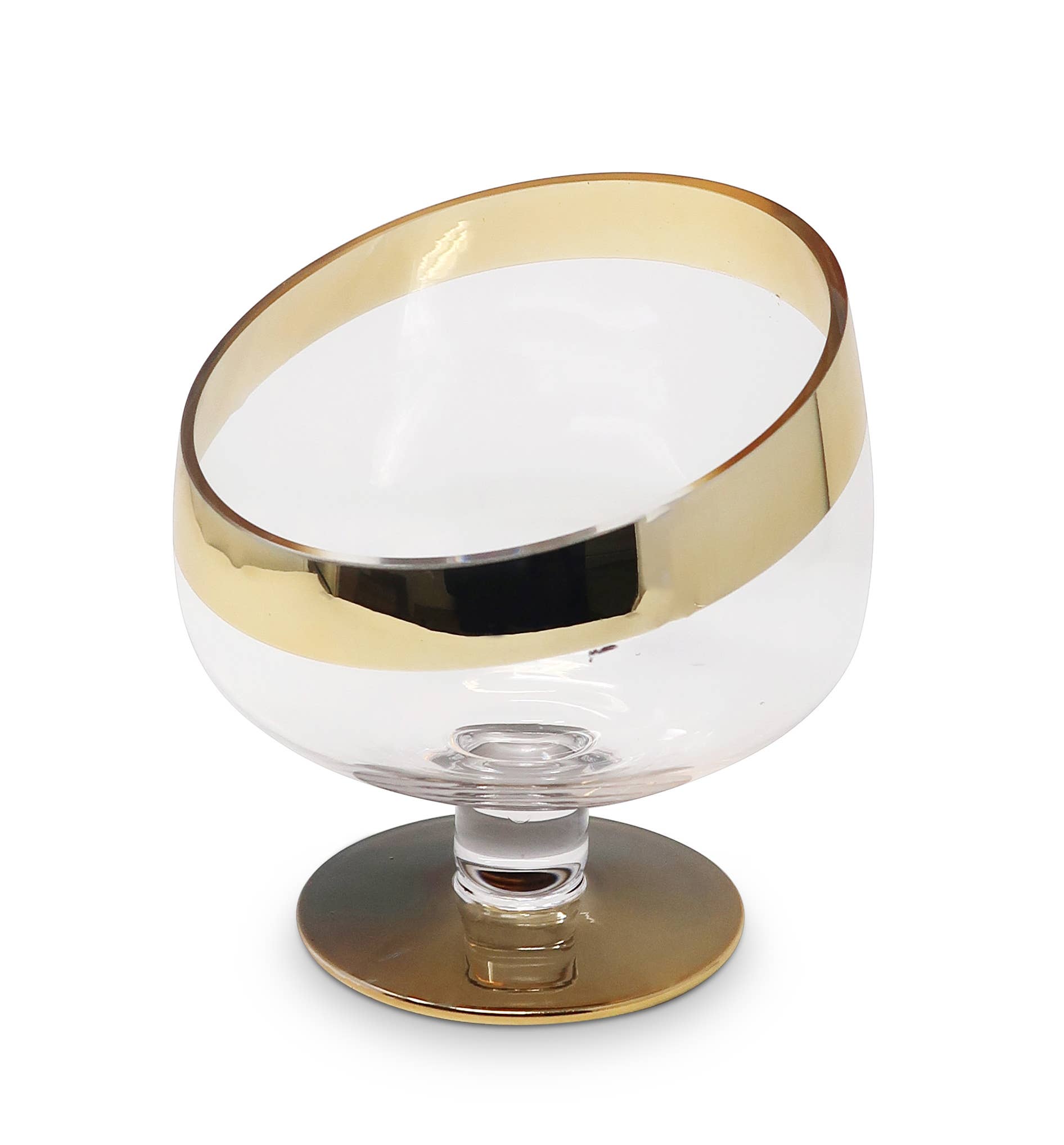 Footed Snack Bowl With Gold Base And Rim: Medium