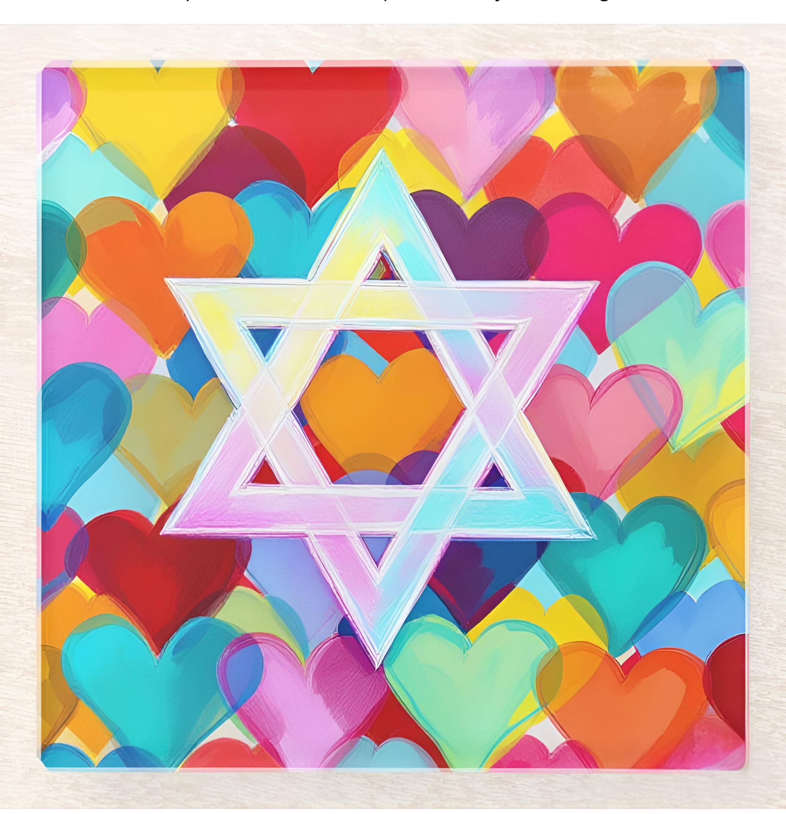 Star Of David Hearts Coaster Set
