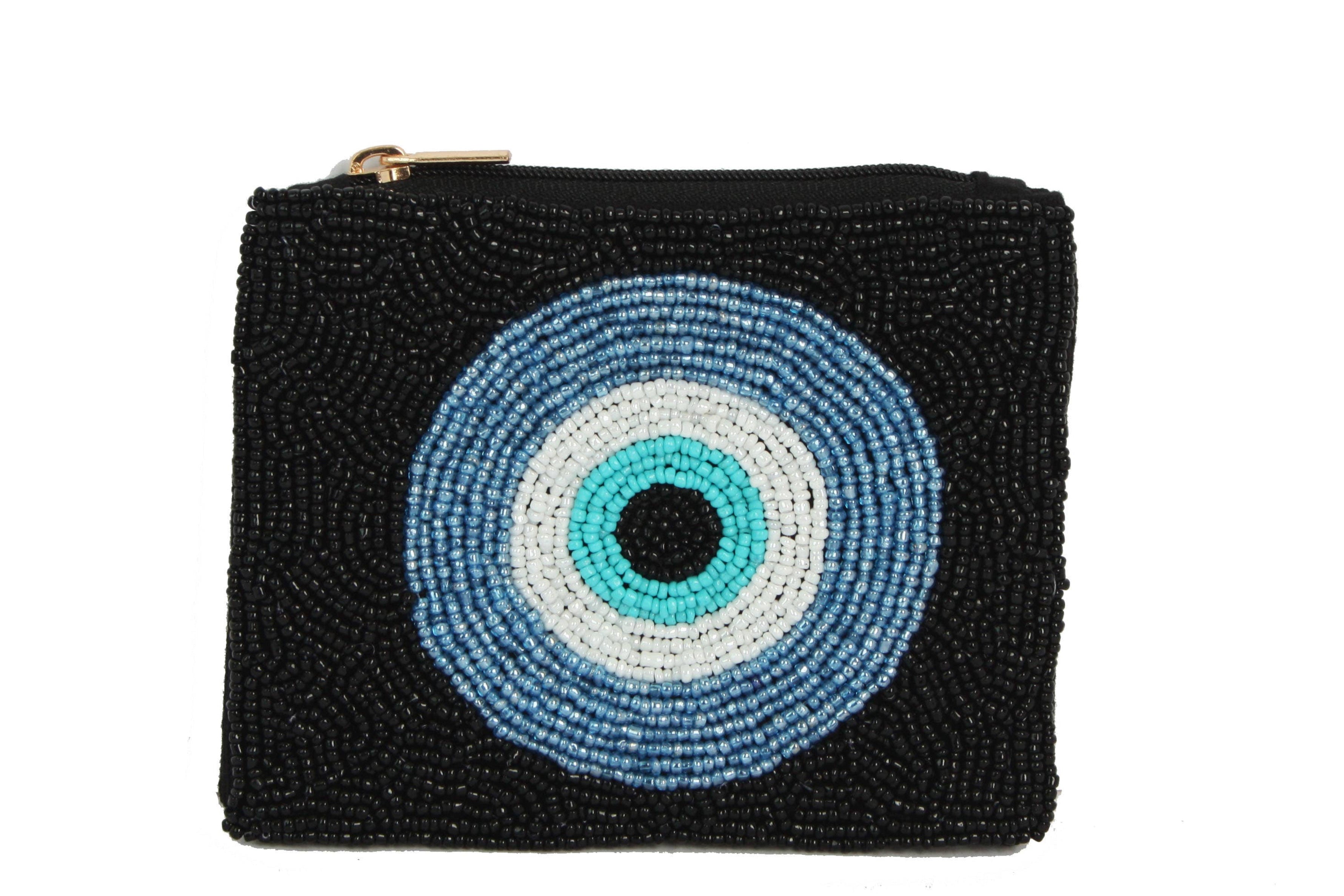 Fully Beaded evil eye Coin Purse