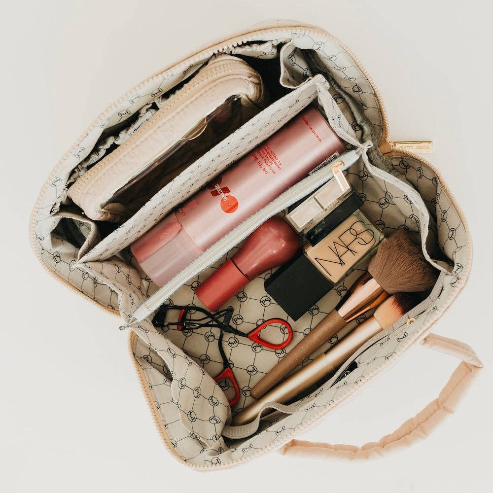 Quilted Cosmetics Bag - taupe