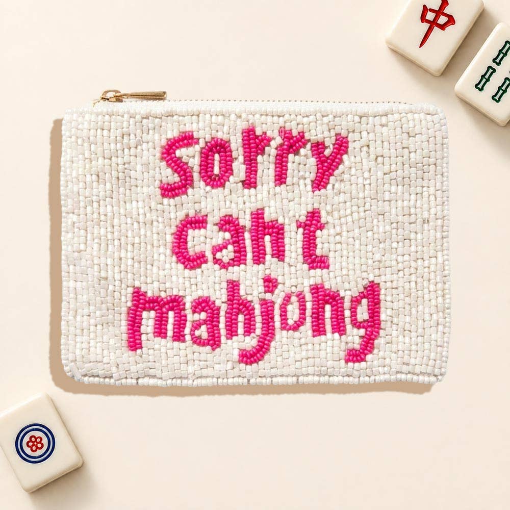 SORRY CANT MAHJONG Beaded Mini Pouch