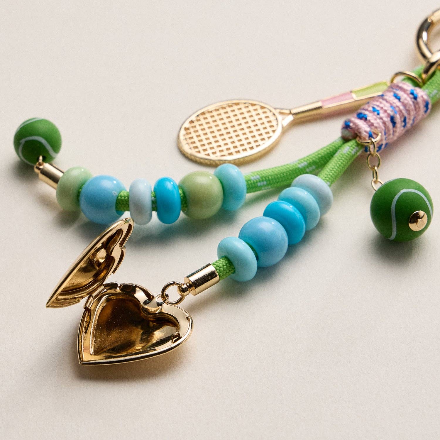 Tennis Charm Beaded Keychain
