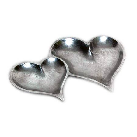 Heart Tray Gilded Textured silver 2-Section