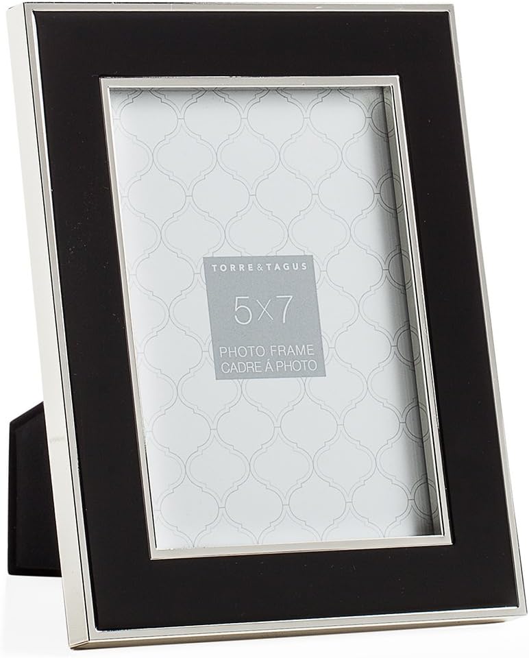 Picture Frame - Silver Trim Black Enamel 5 x 7"