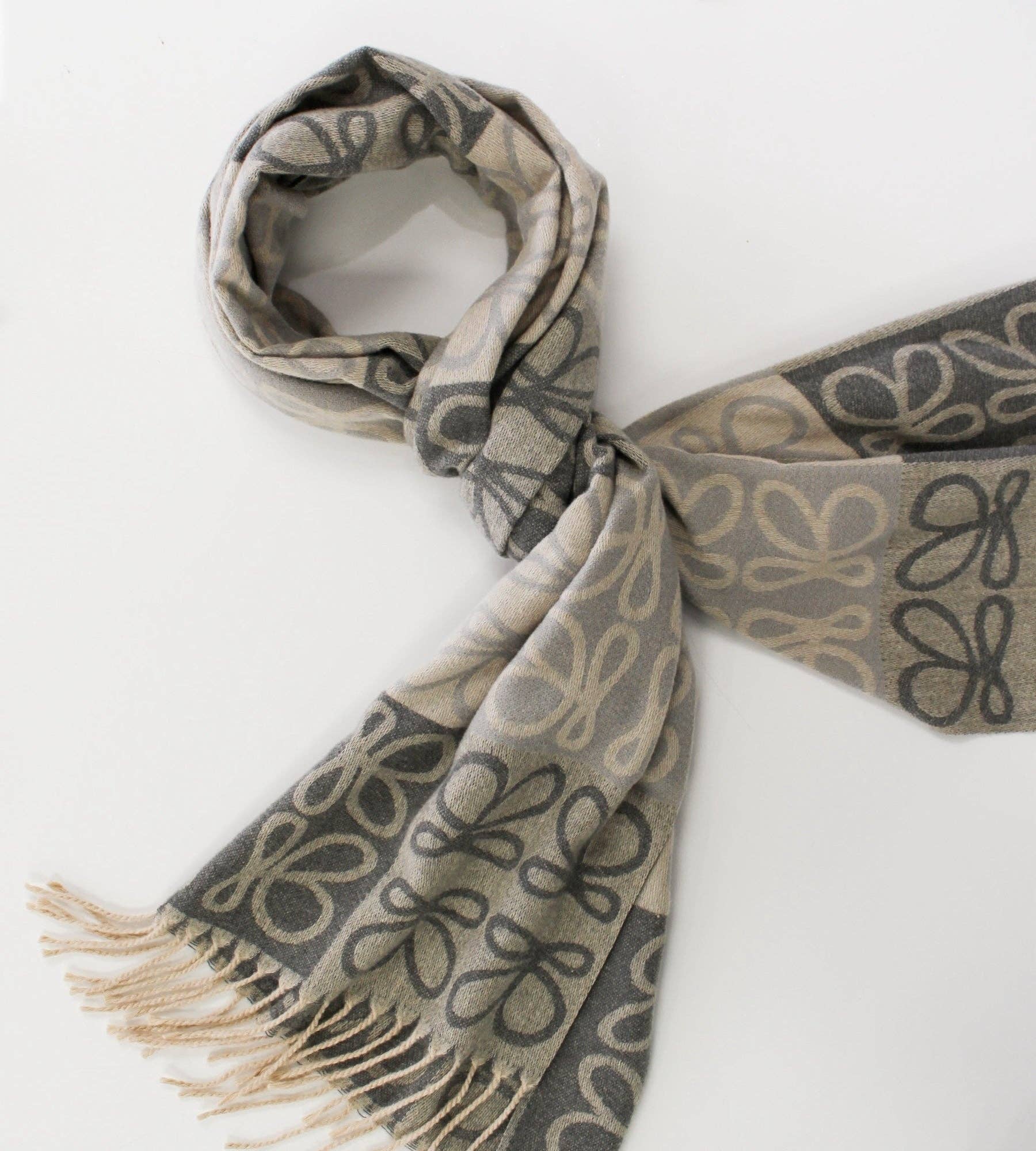 Double-sided Winter scarf - multi grey