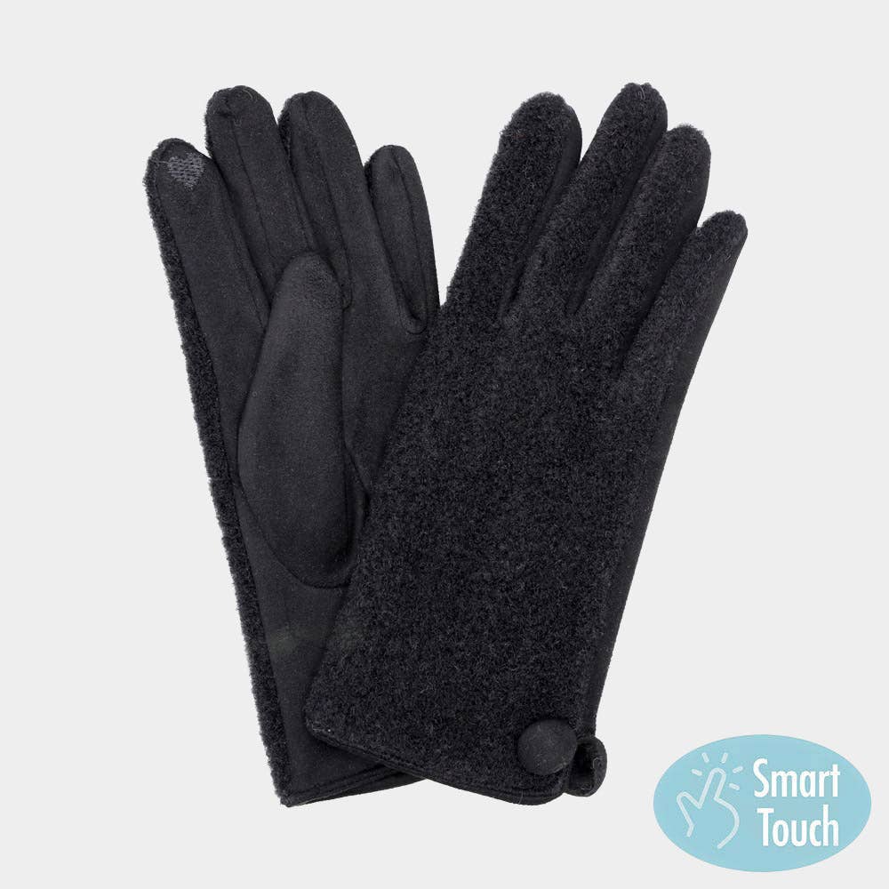 Button Soft Smart Touch Winter Gloves