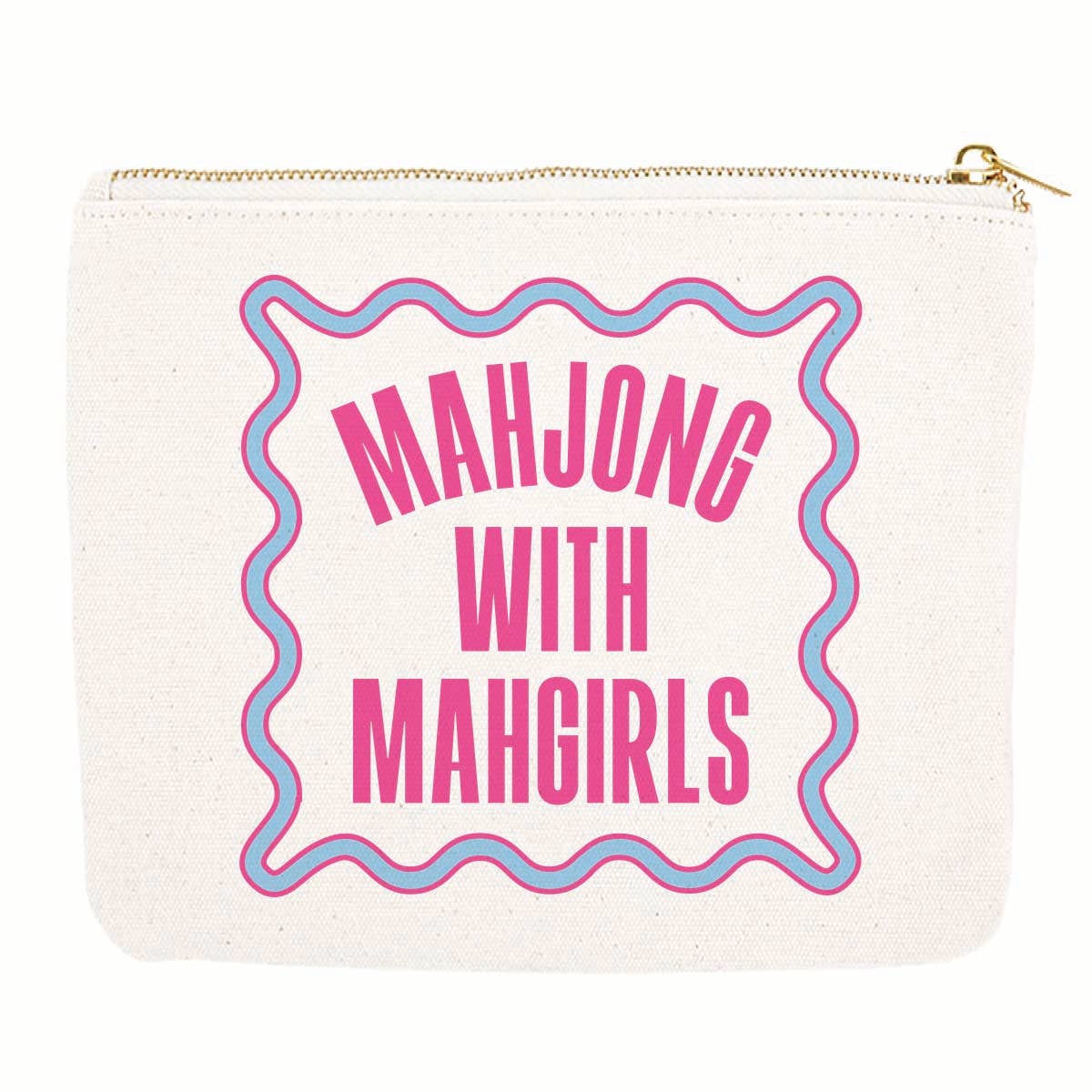Mahjong Zipper Canvas Pouch