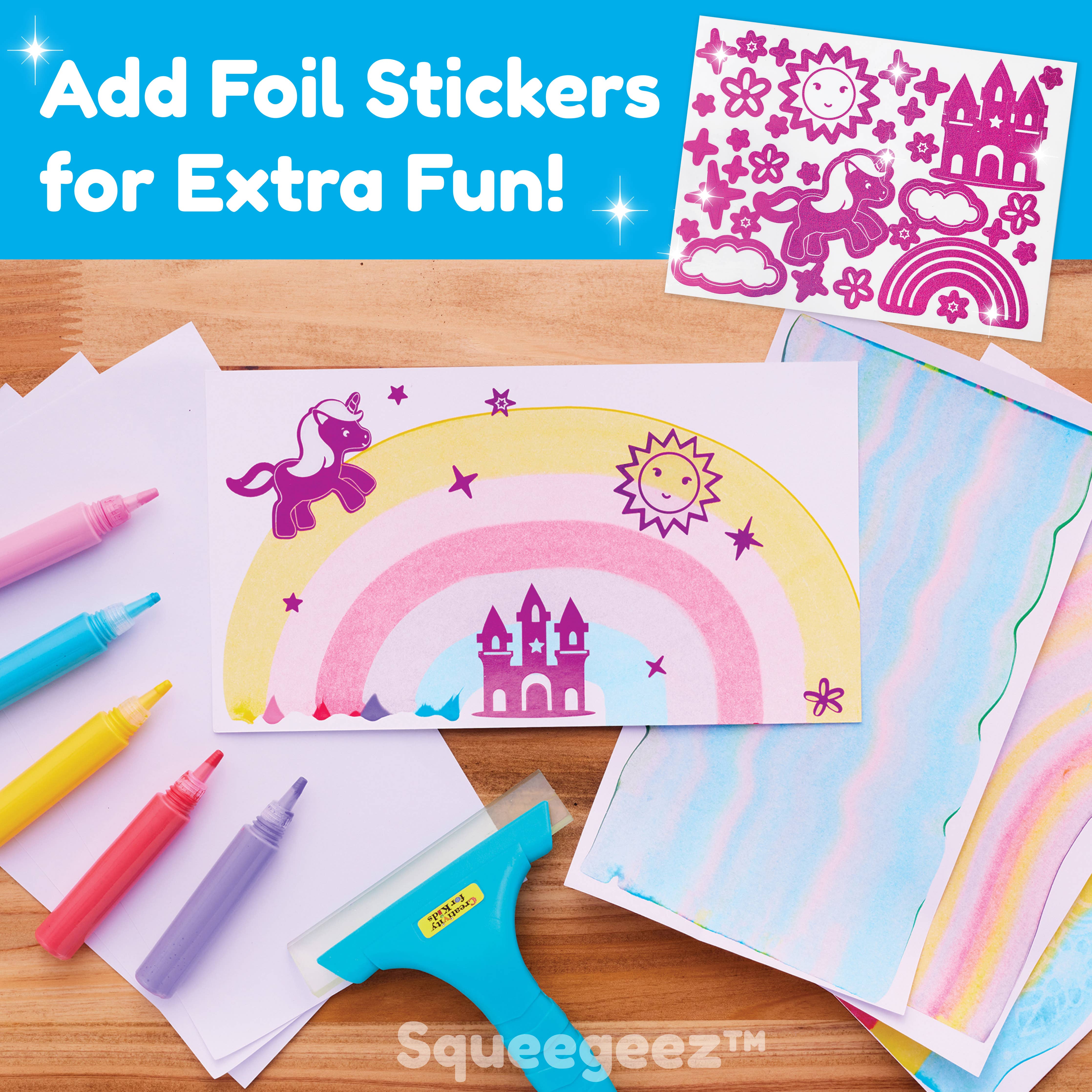 Coffret de peinture licorne Squeegeez Magic Reveal Art pour enfants