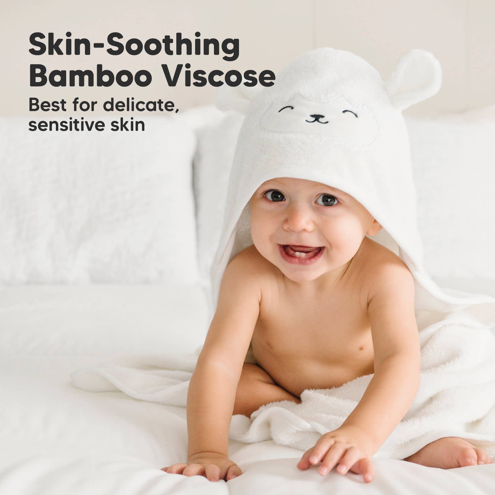Personalized Cotton Bamboo Hooded Towel - Lamb