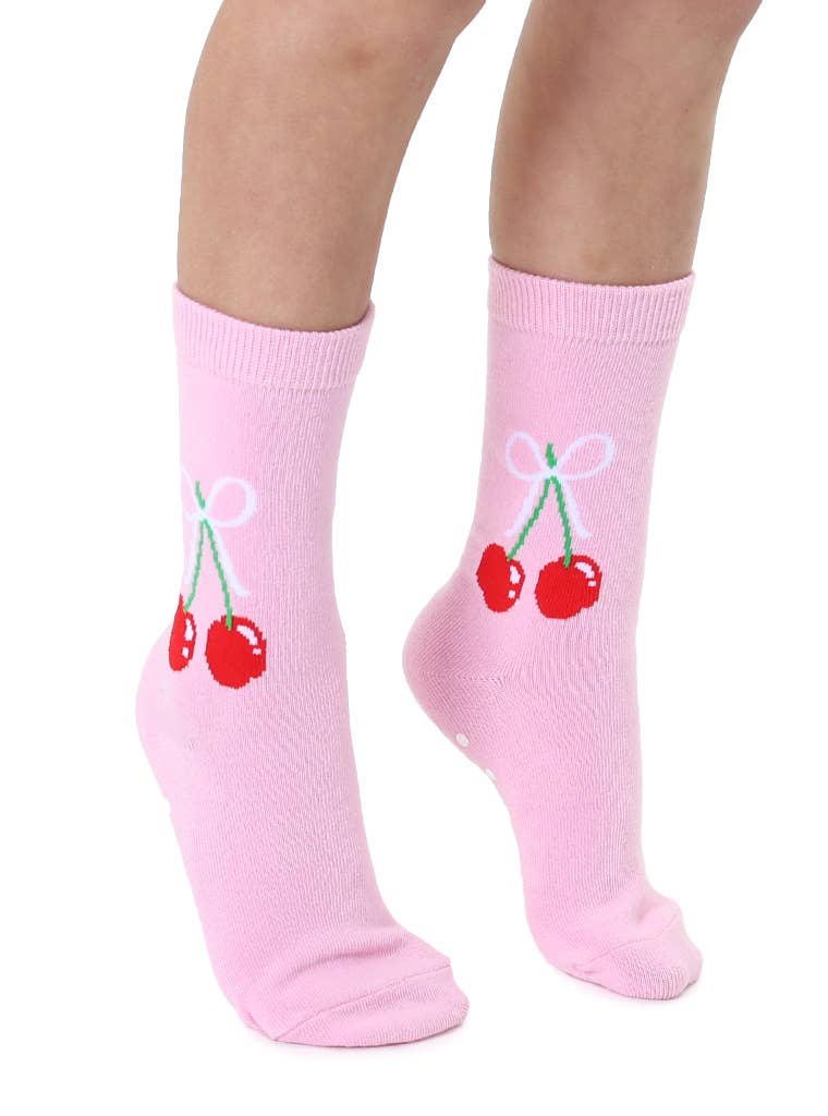 3D Packaged Crew Socks - Kids - Cherries Tied w/ Bow