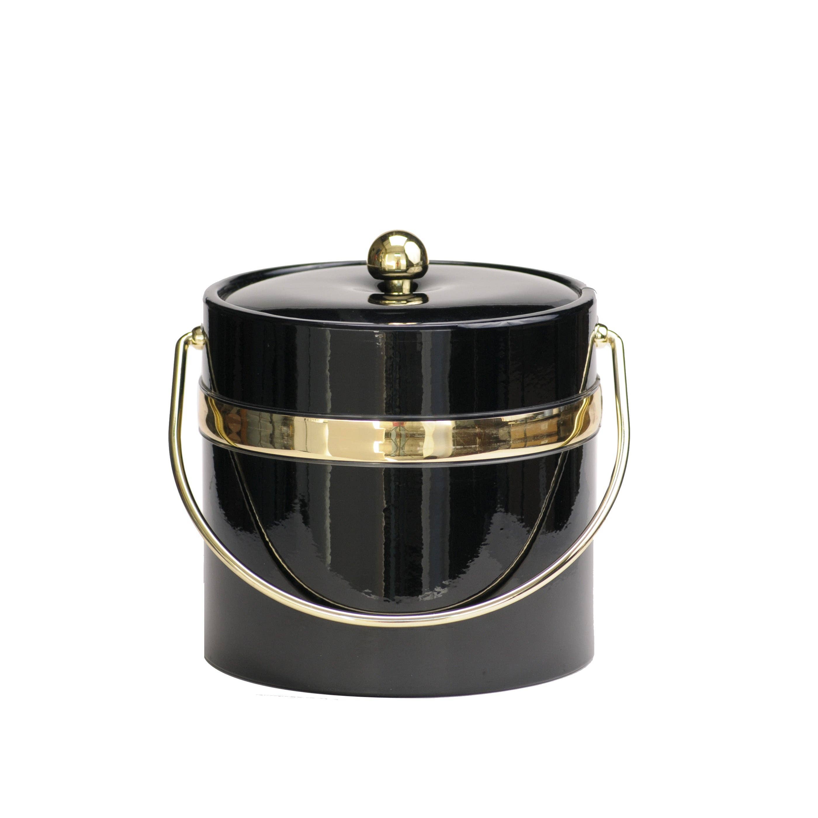 Black with Gold Band 3 qt. Ice bucket